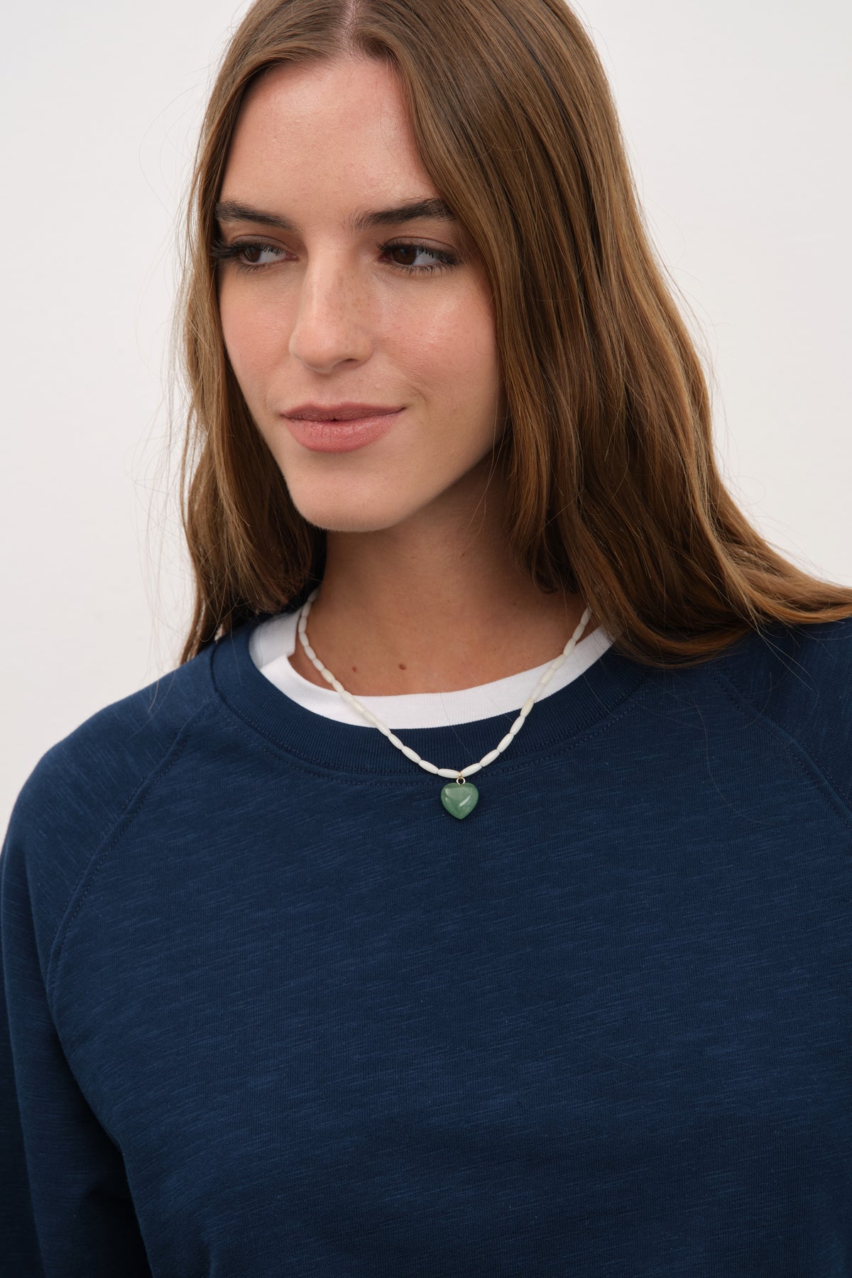 Beyaz Mercan Aventurin Kalp Kolye