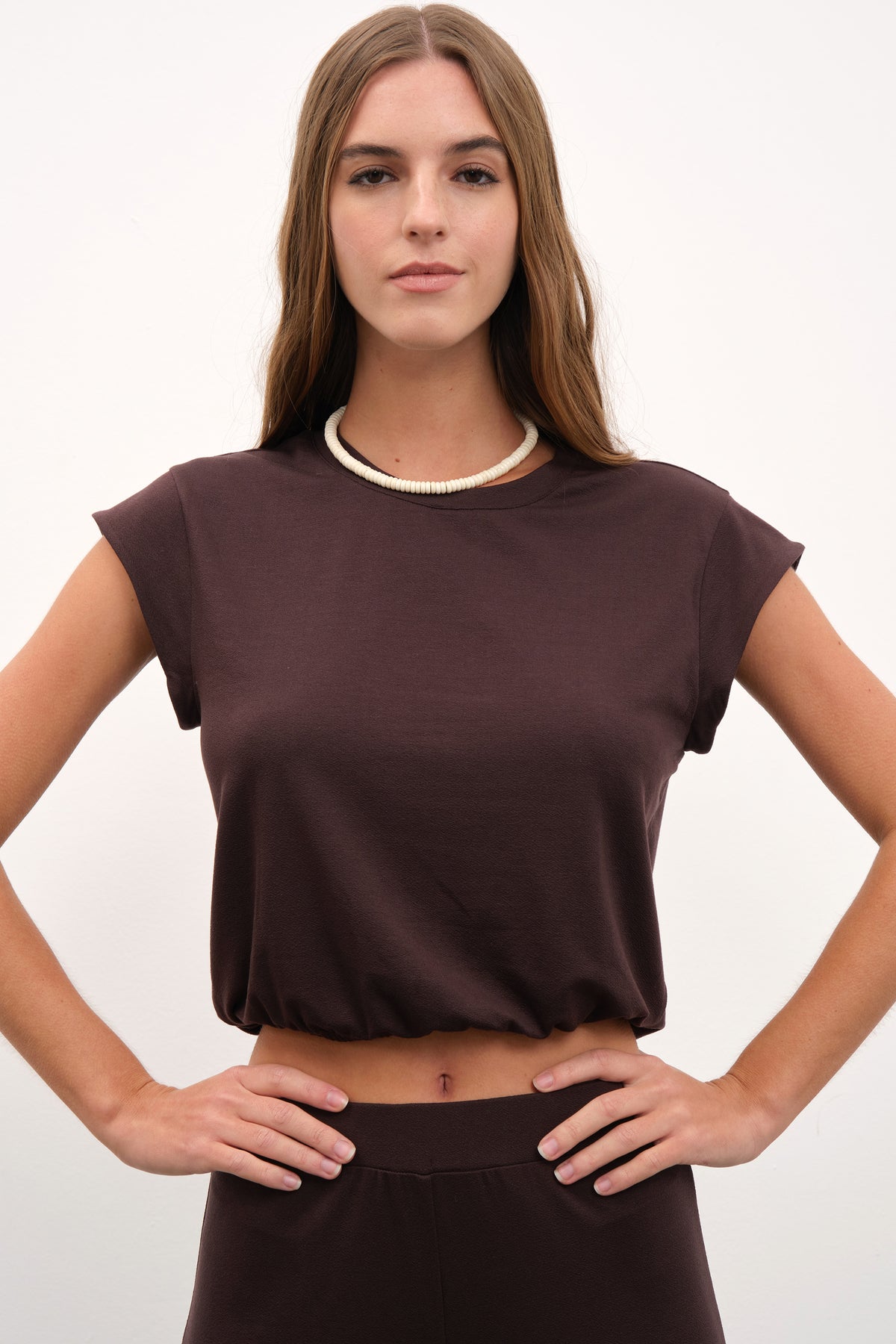 Yarasa Kollu Crop Krep TENCEL™  T-shirt