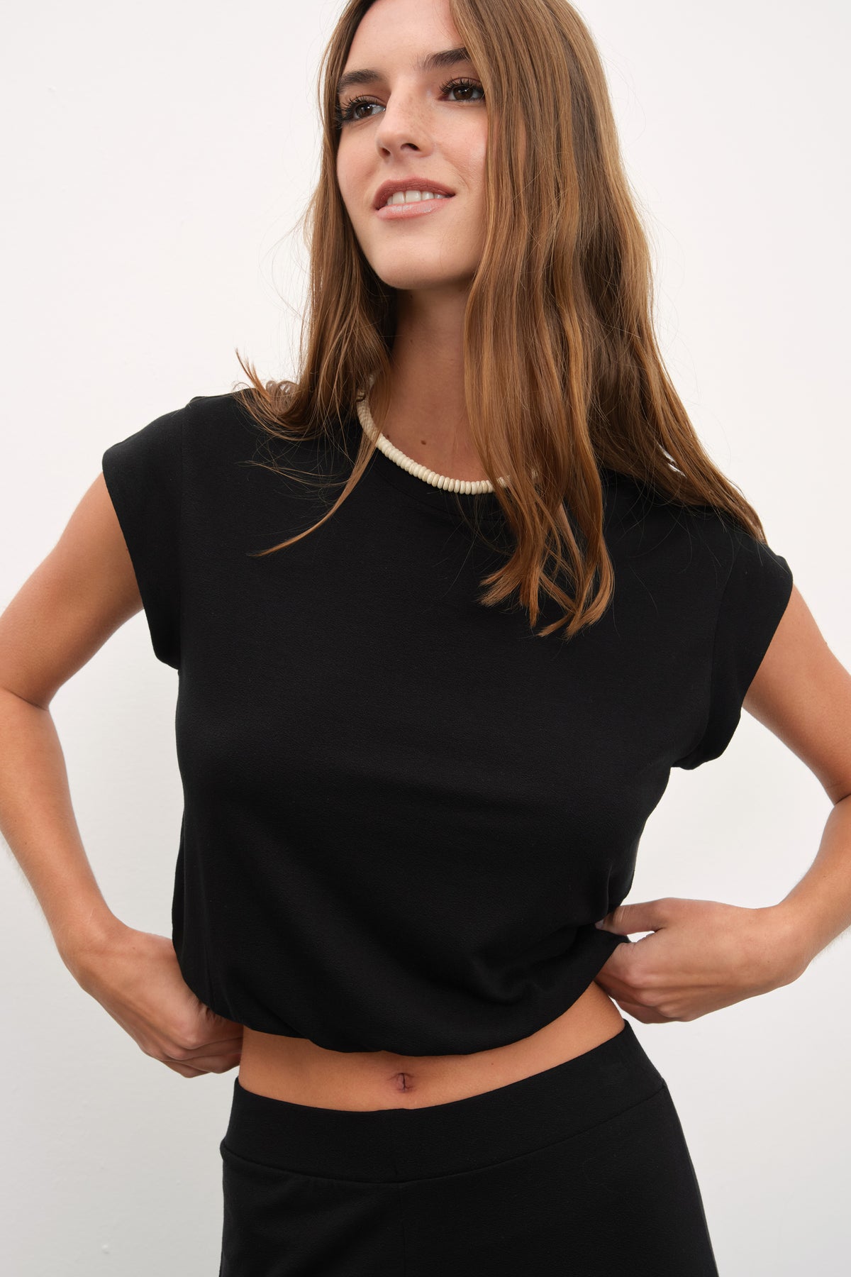 Yarasa Kollu Crop Krep TENCEL™  T-shirt