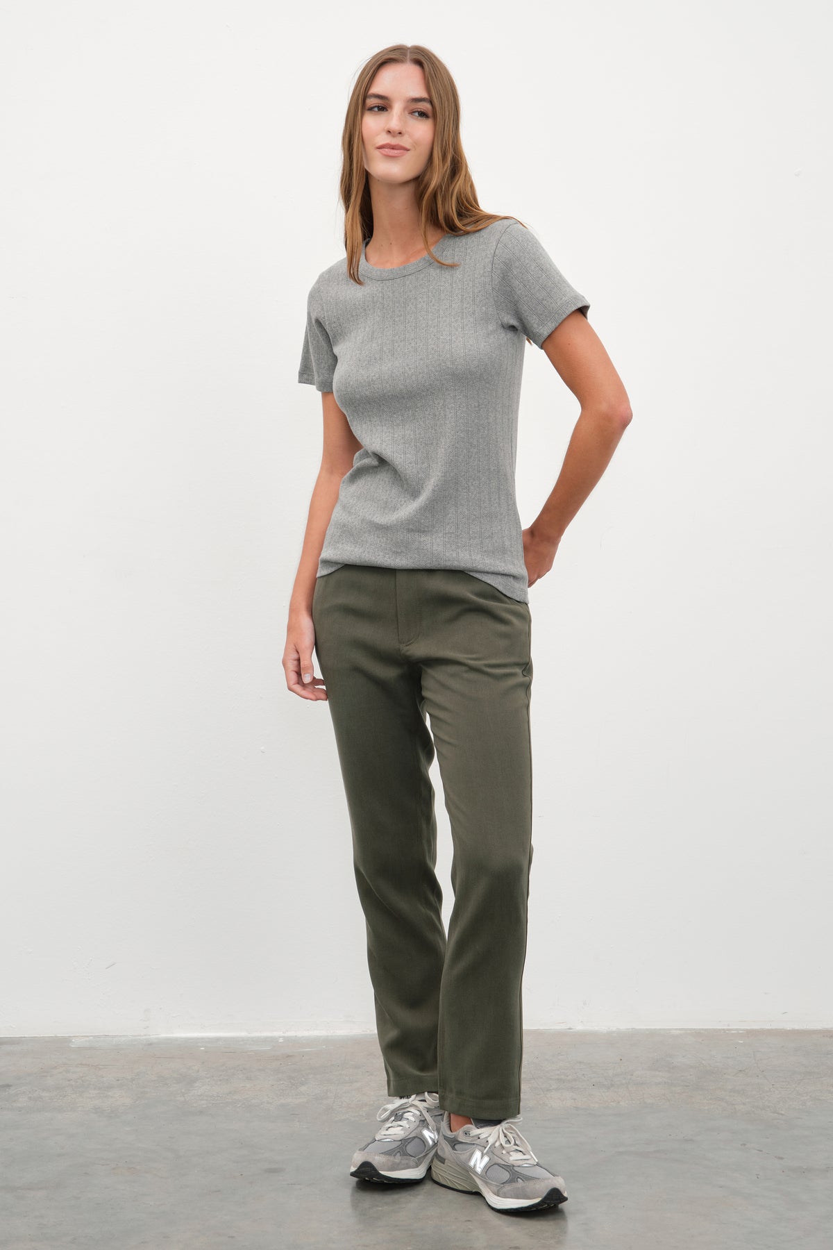 Pointelle Cotton Bisiklet Yakalı T-shirt