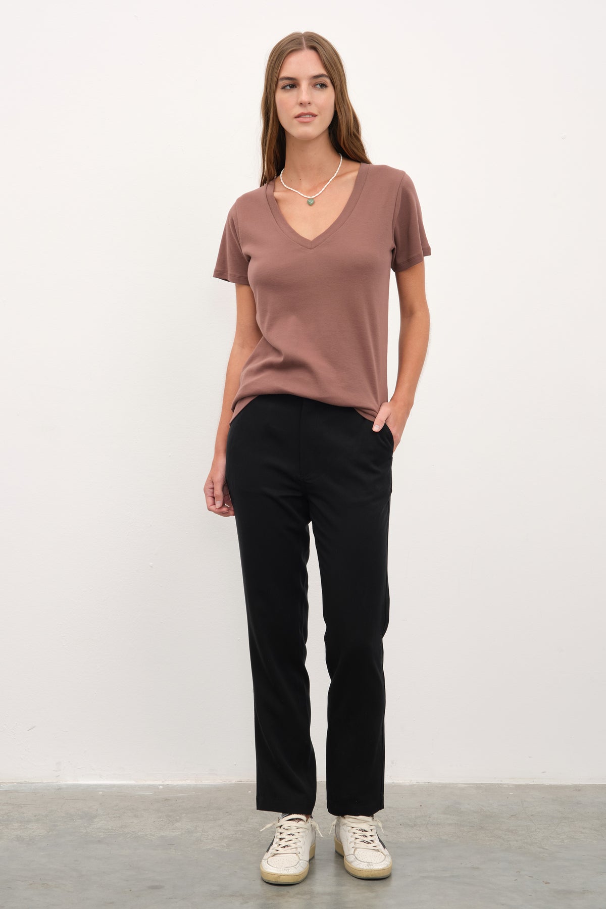Everyday Cotton V Yakalı Fitted T-shirt