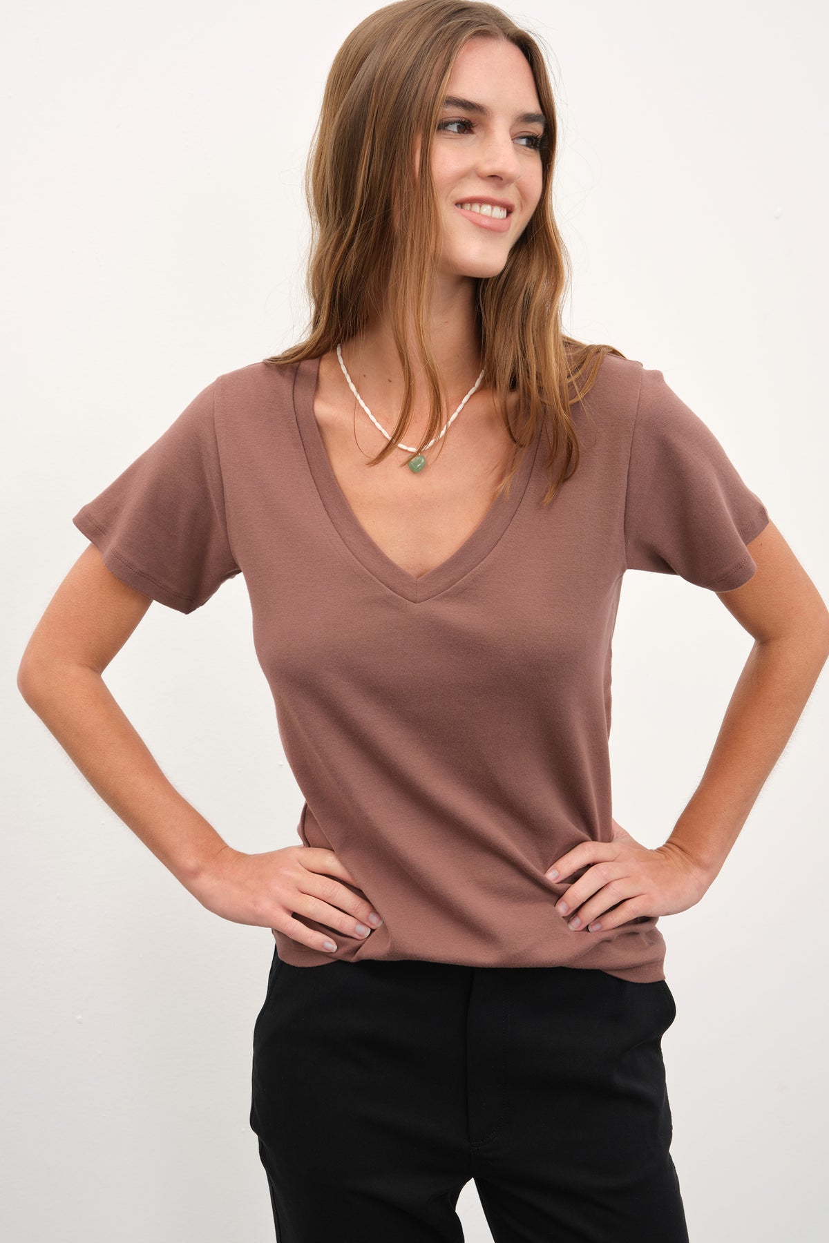 Everyday Cotton V Yakalı Fitted T-shirt
