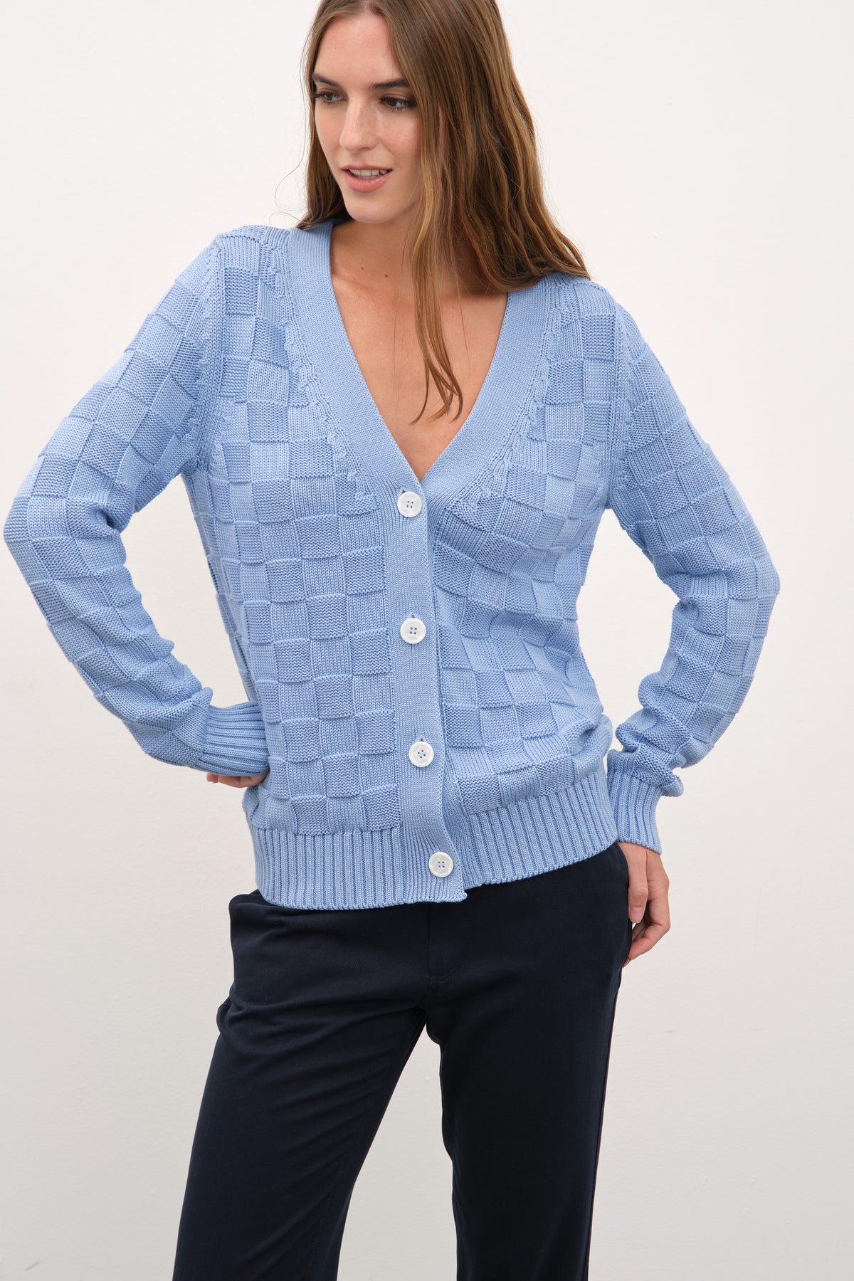 Cotton Modal Damalı Hırka