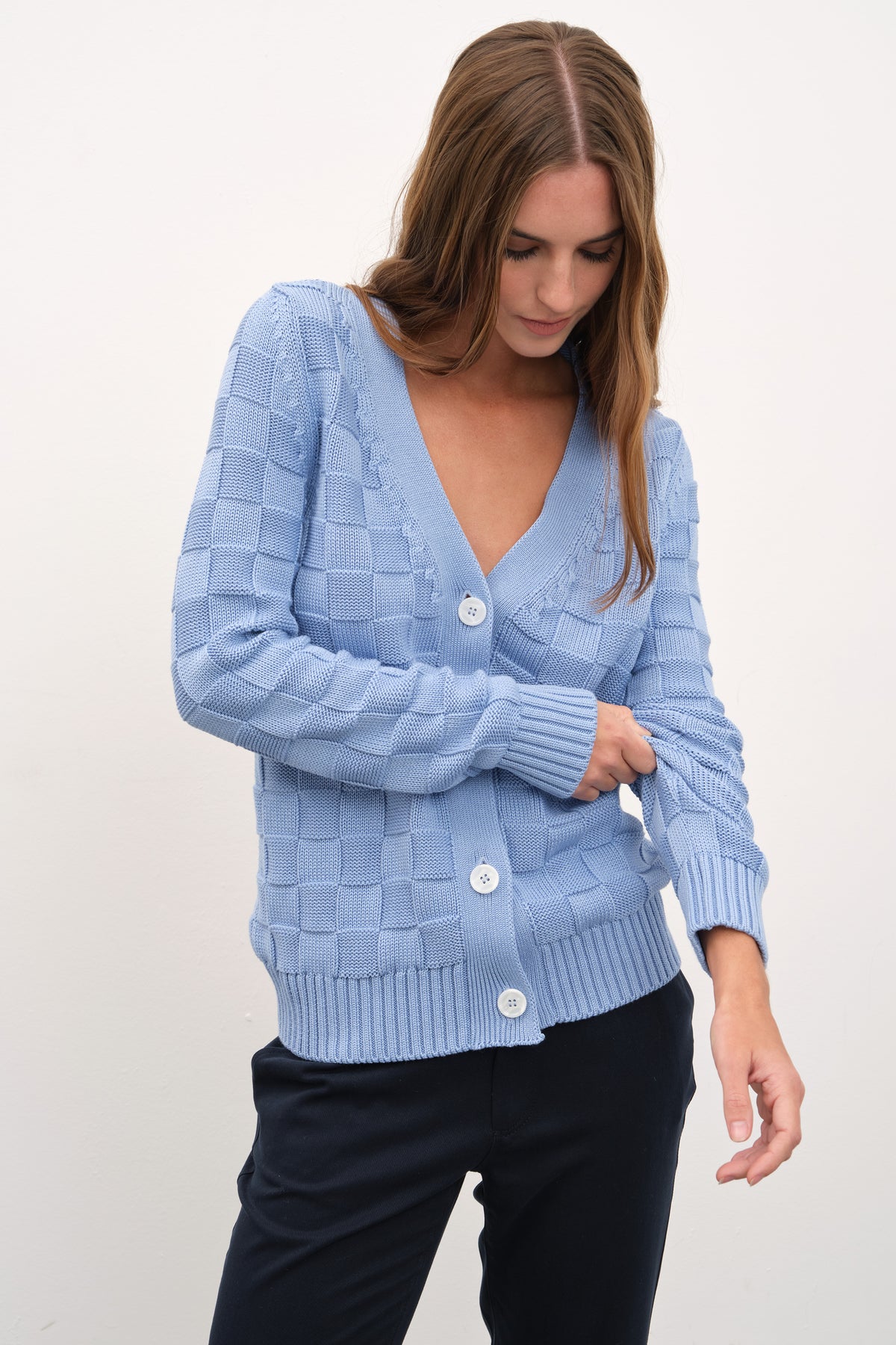 Cotton Modal Damalı Hırka