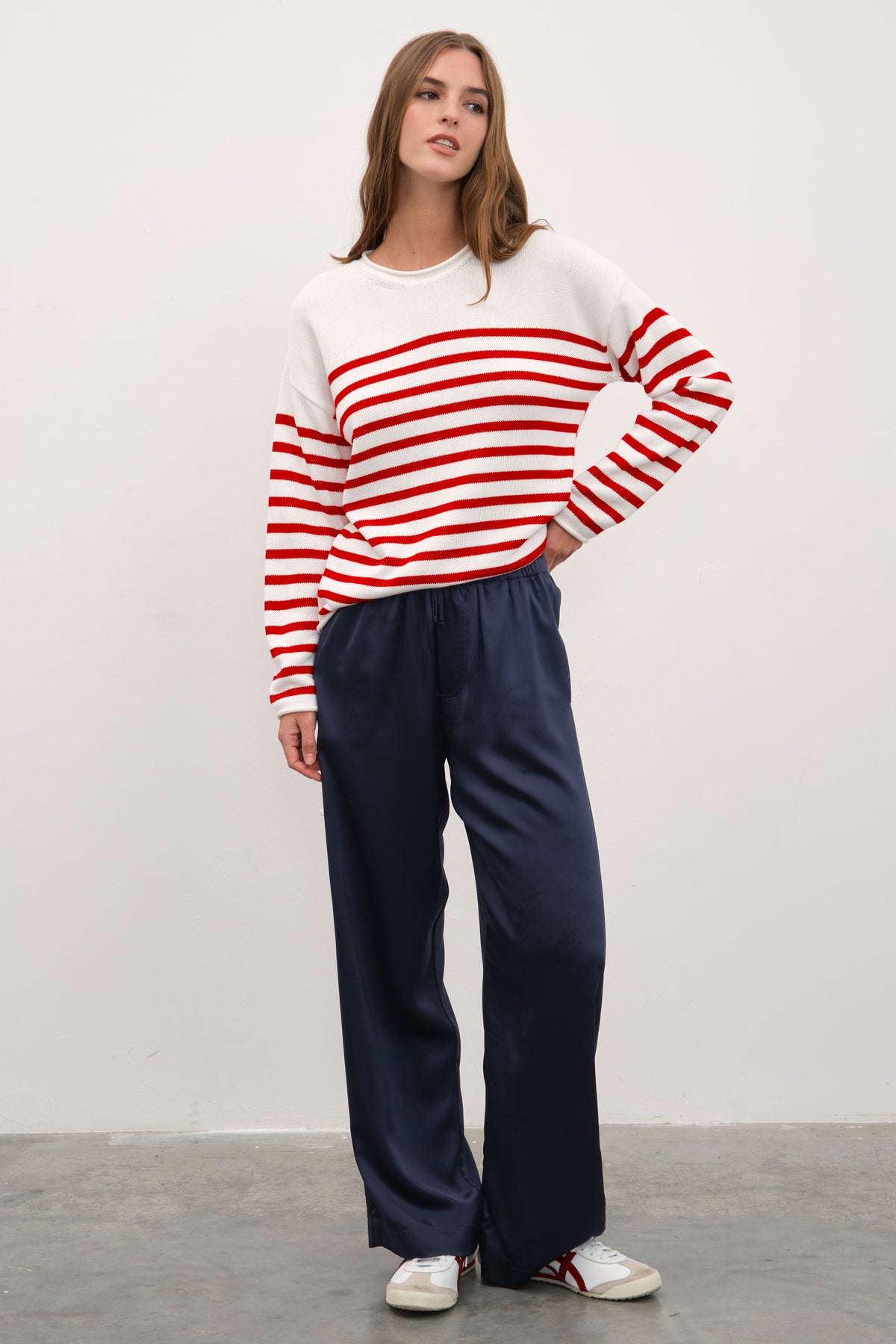 İpek Saten Bol Paçalı Pantolon