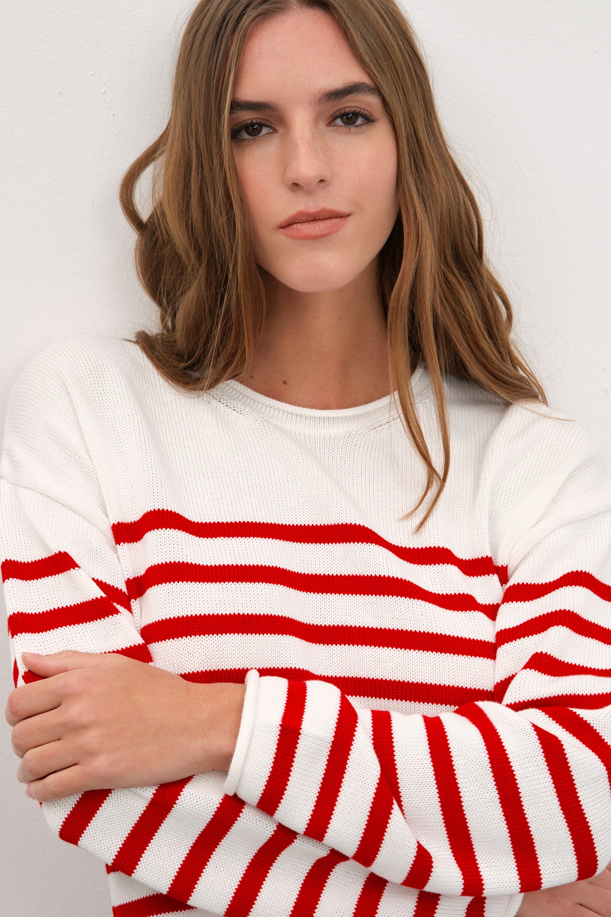 Kıvrık Yakalı Düşük Omuzlu Cotton Modal Triko