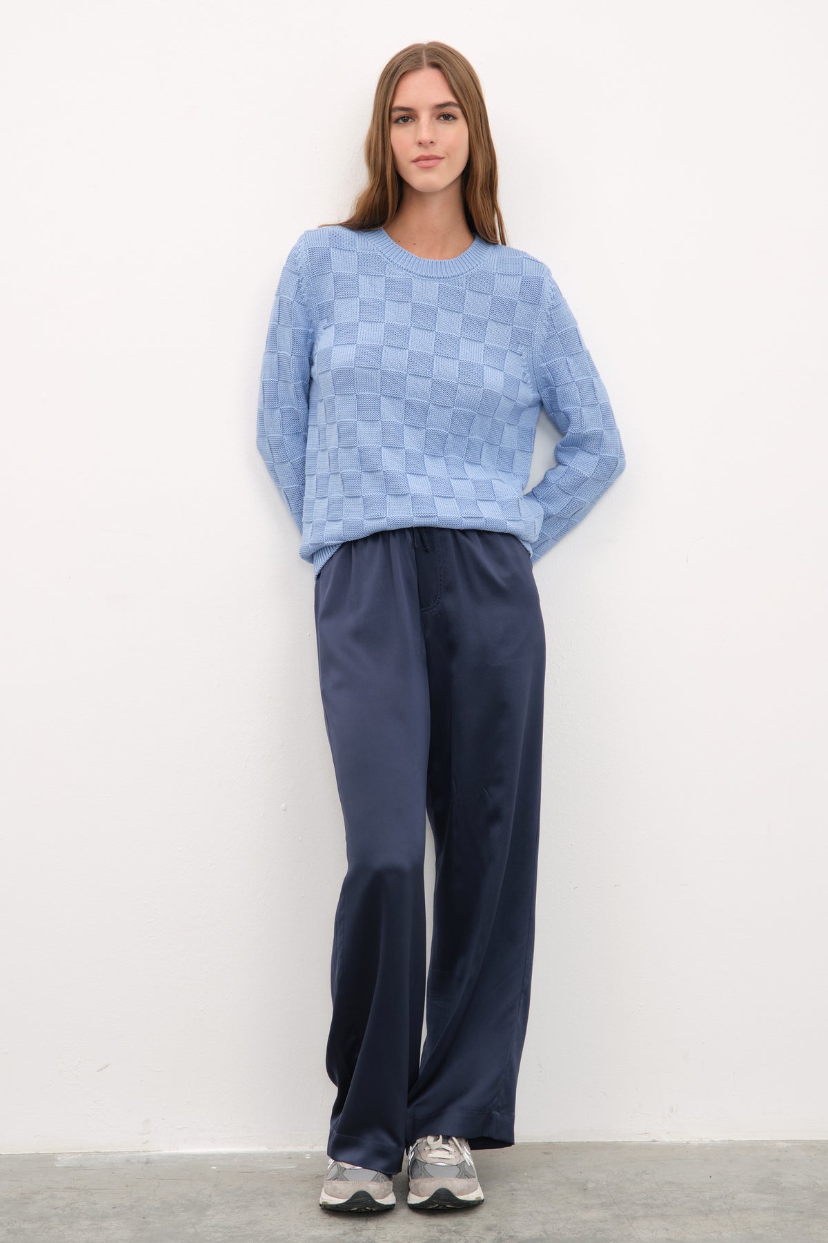 İpek Saten Bol Paçalı Pantolon