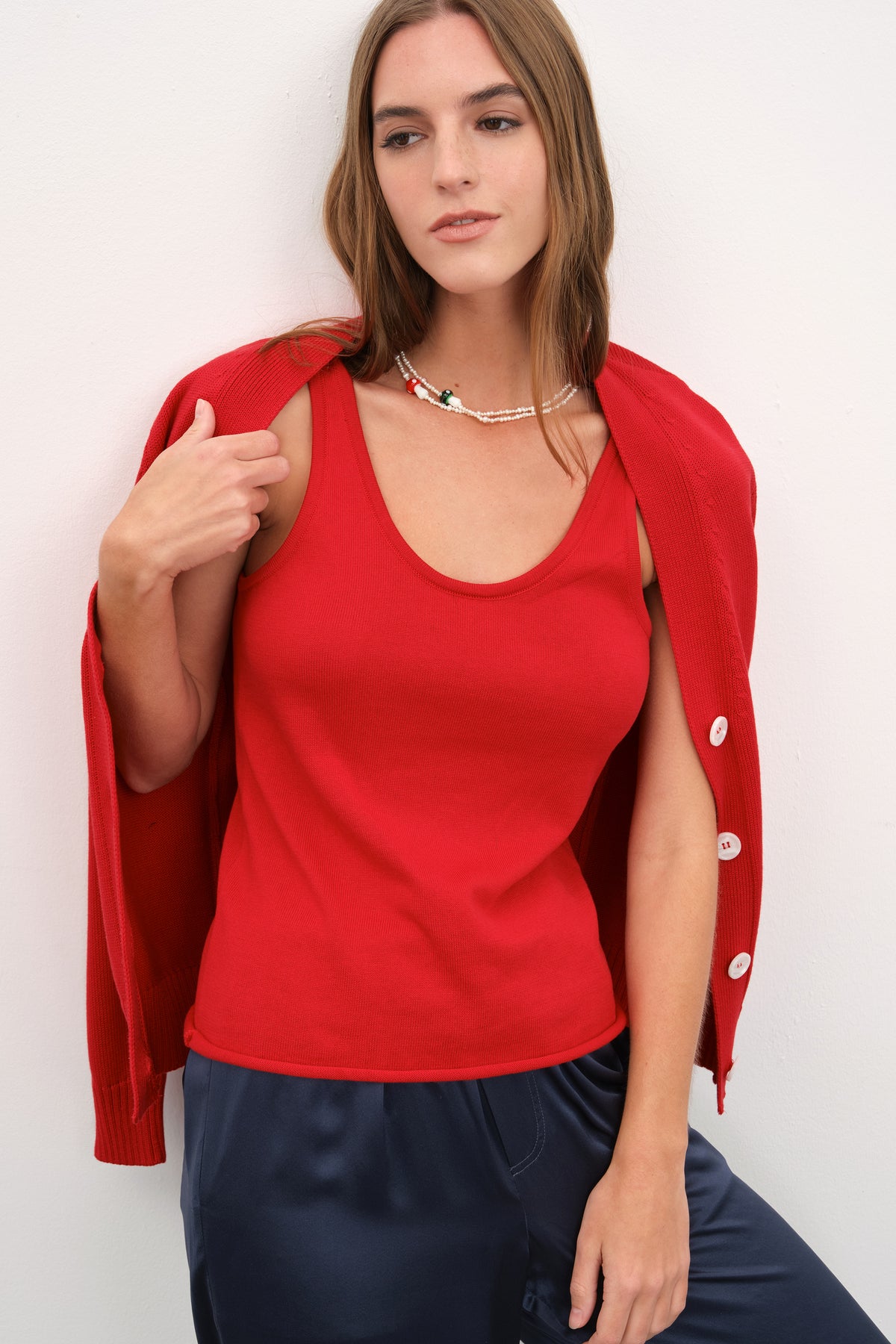 Mixed İnci Yeşil Mantar Kolye