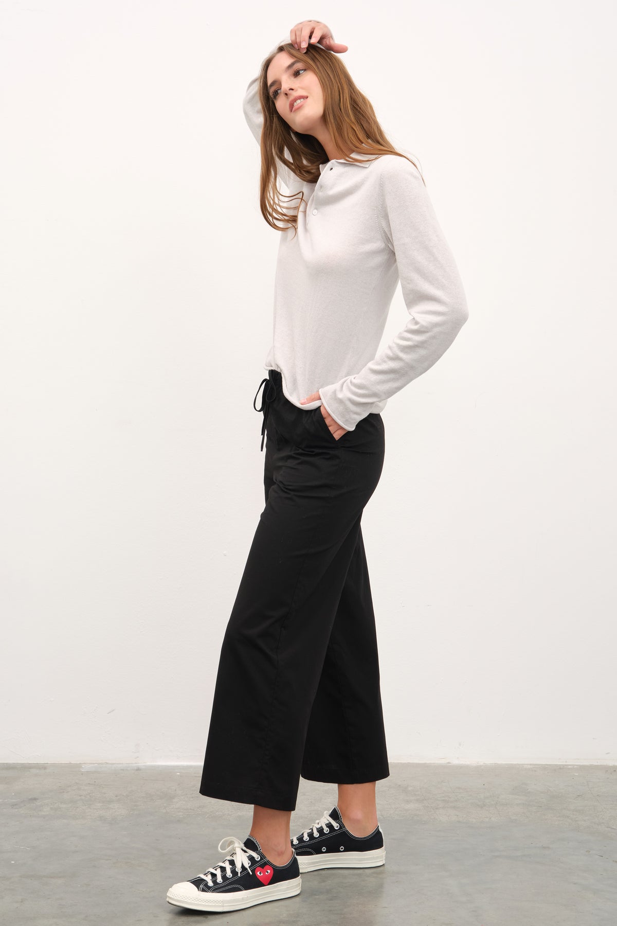 Pull-On Crop Palazzo Poplin Pantolon