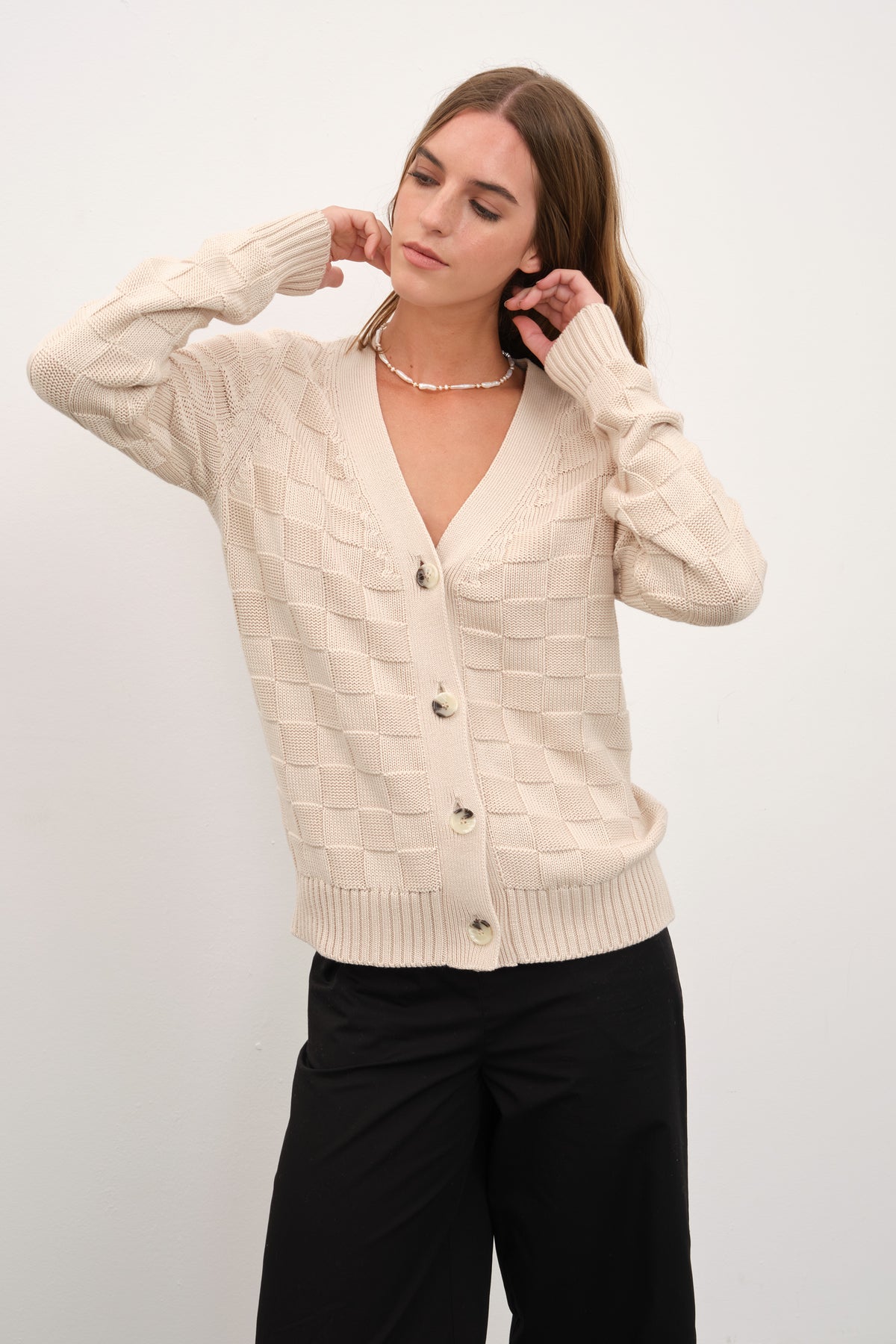 Cotton Modal Damalı Hırka