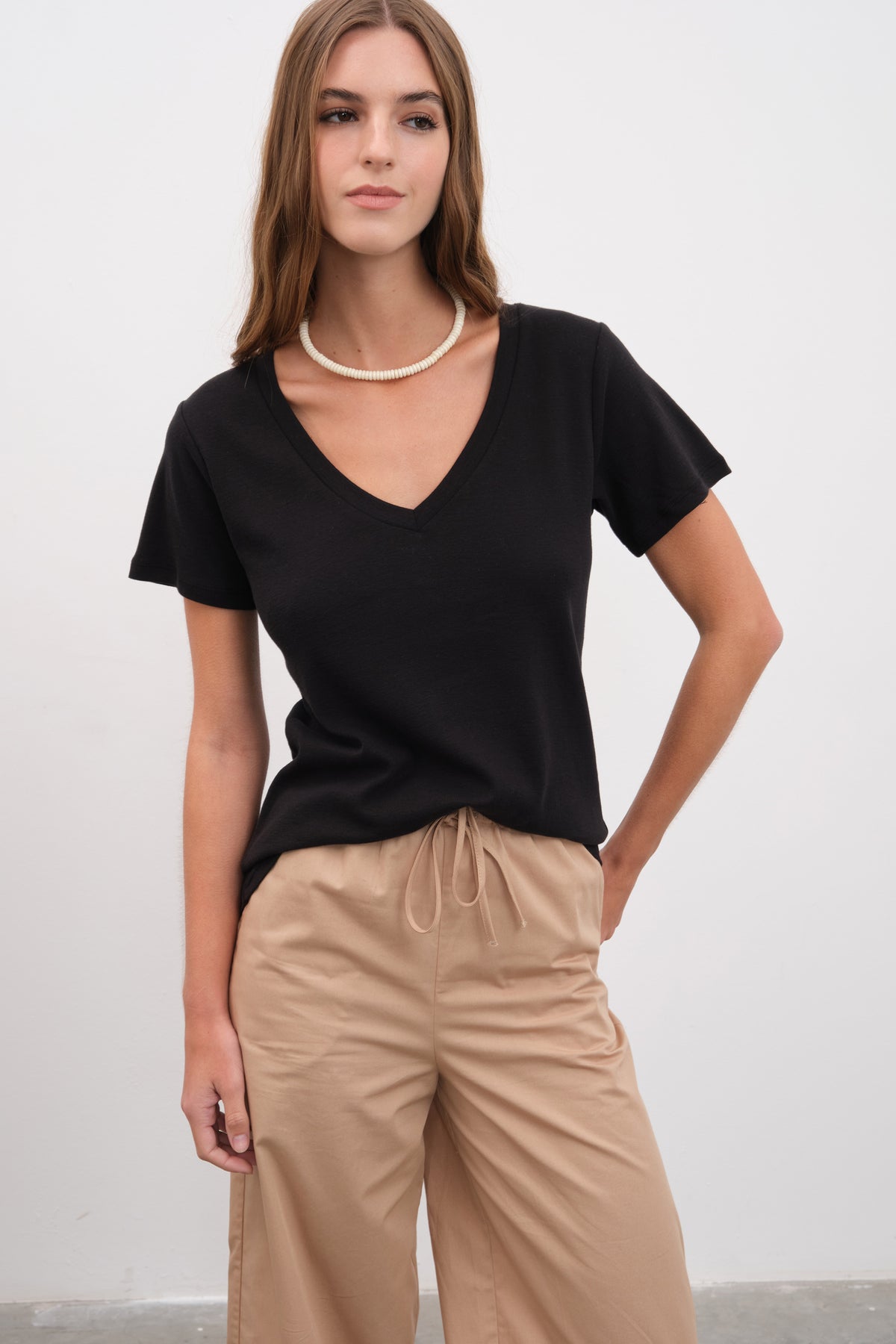 Everyday Cotton V Yakalı Fitted T-shirt