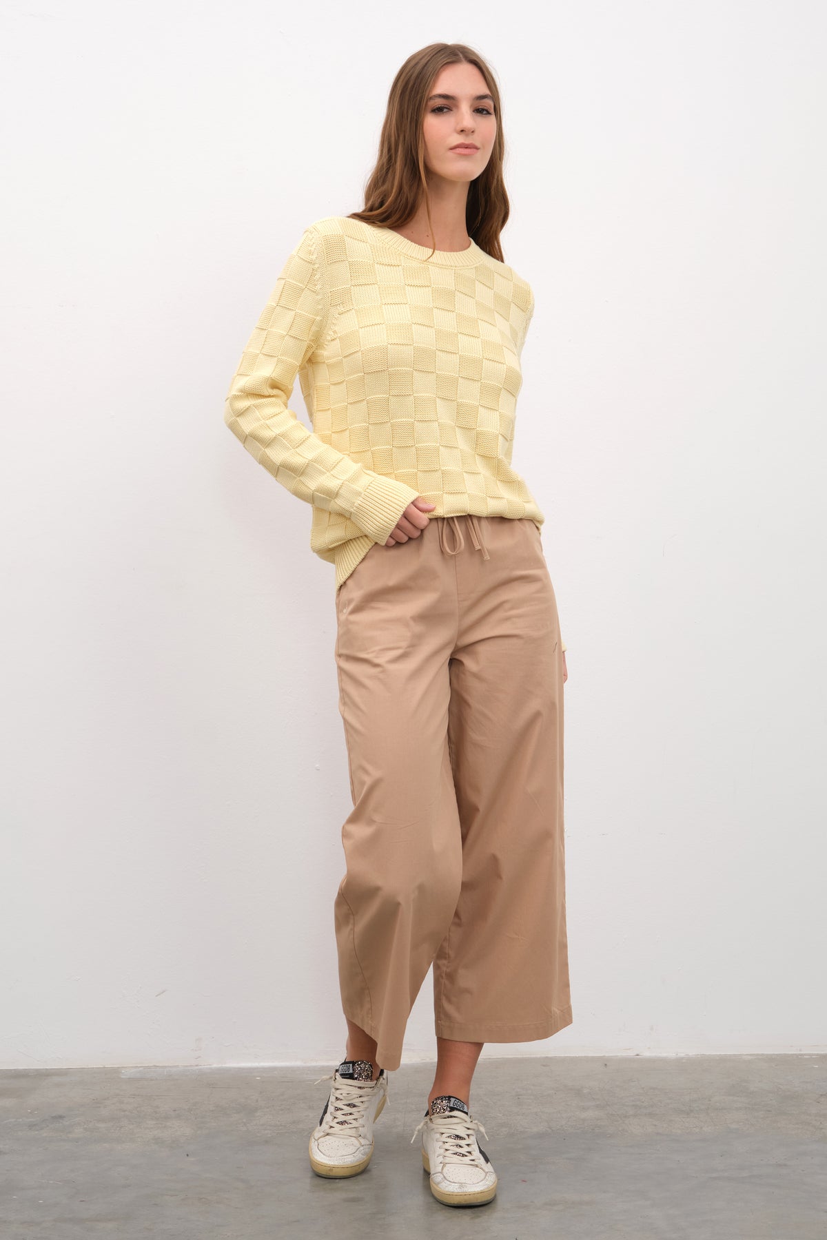 Pull-On Crop Palazzo Poplin Pantolon