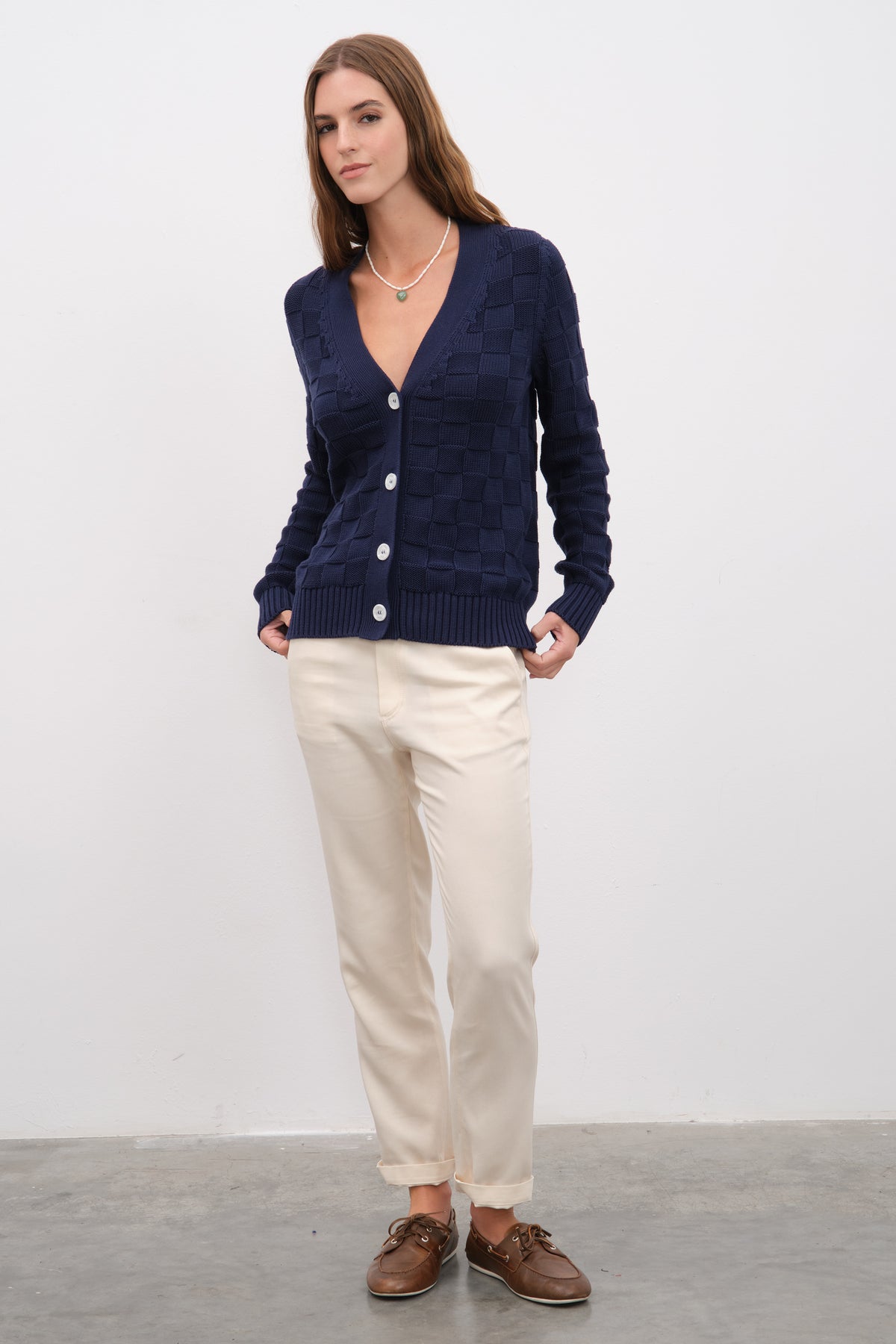 Cotton Modal Damalı Hırka