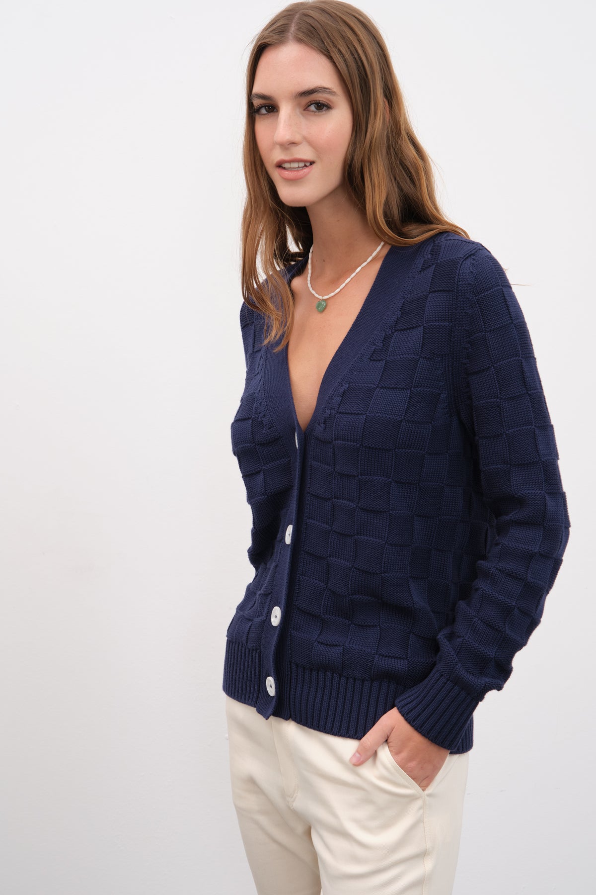 Cotton Modal Damalı Hırka