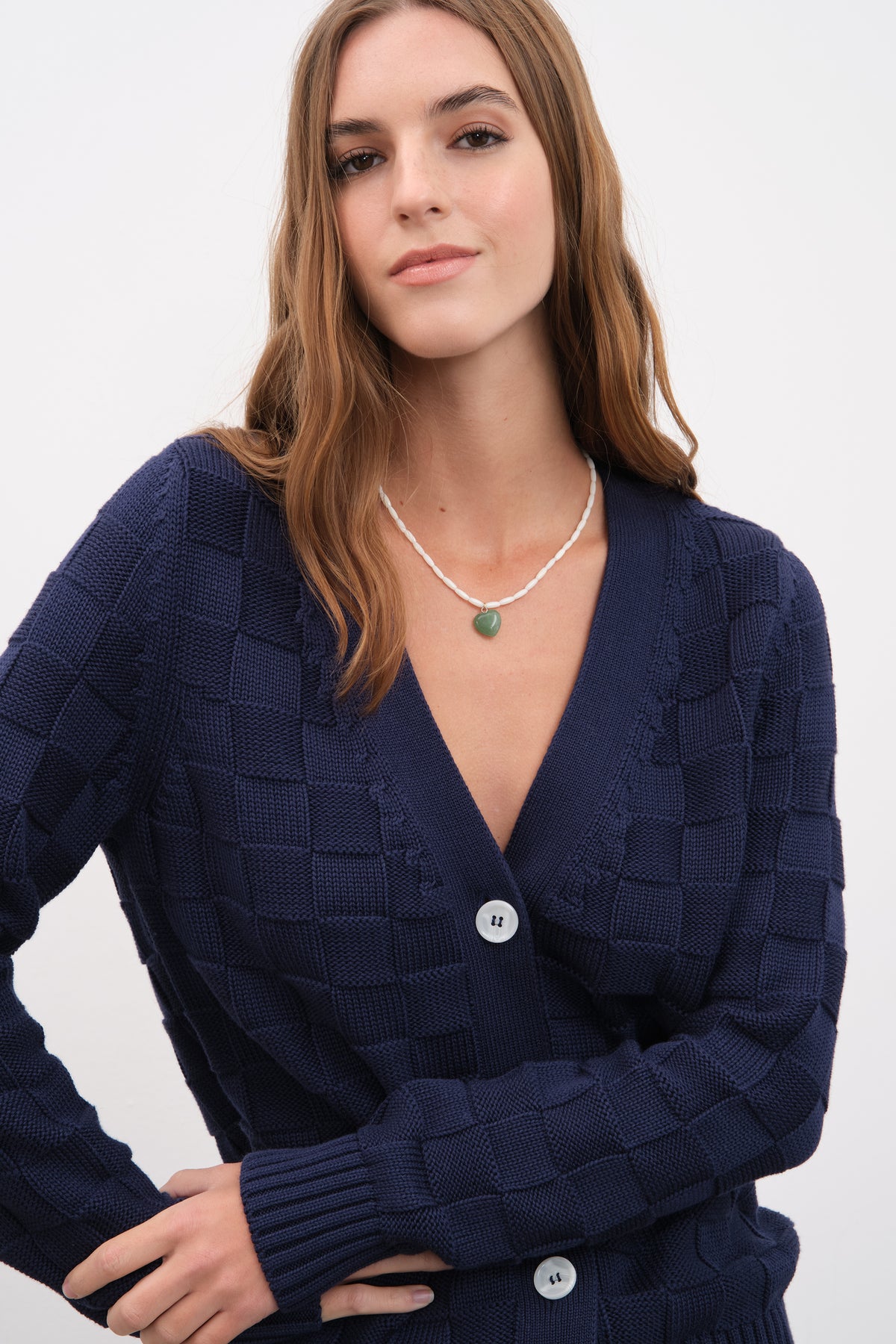 Cotton Modal Damalı Hırka