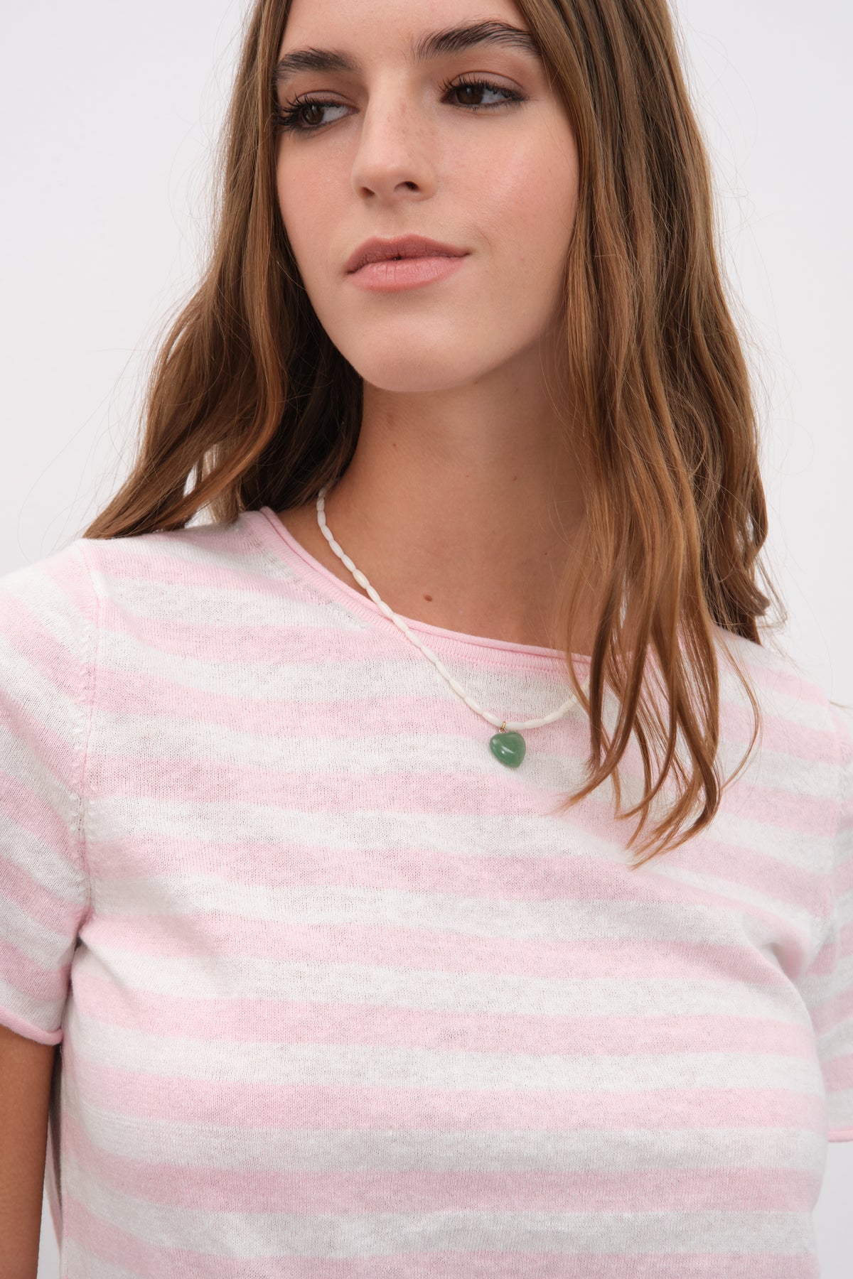 Çizgili Cotton Linen Lightweight Triko T-shirt