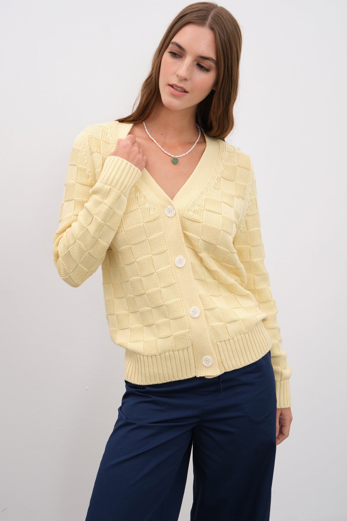 Cotton Modal Damalı Hırka