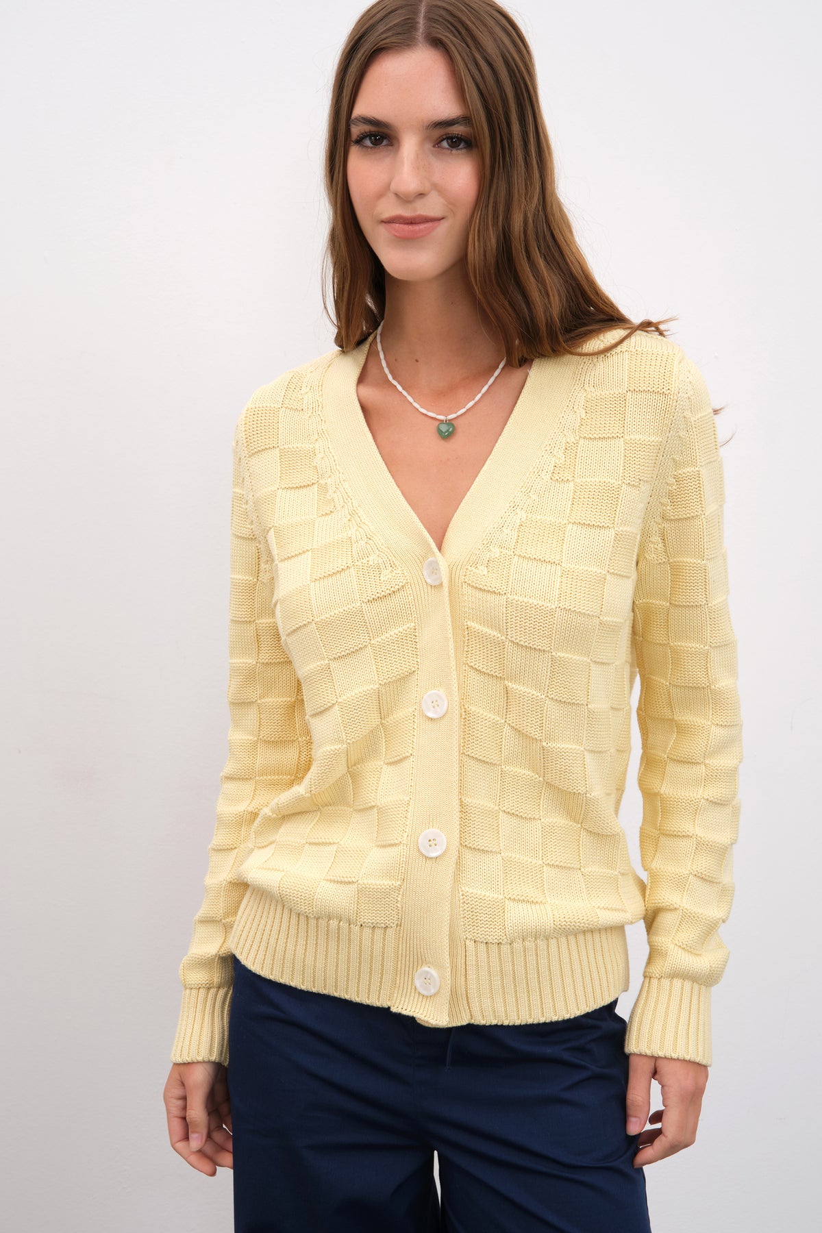 Cotton Modal Damalı Hırka