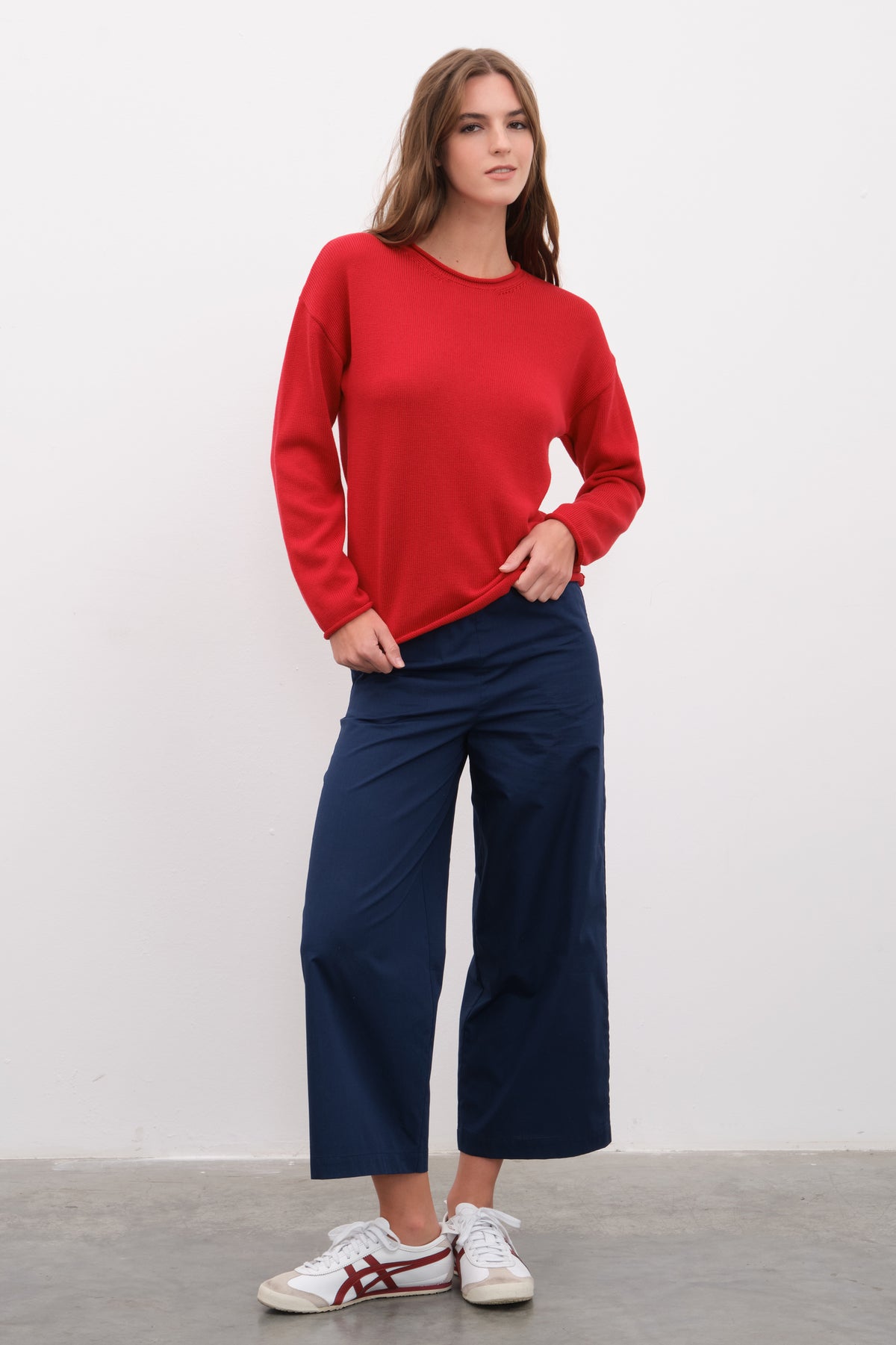 Pull-On Crop Palazzo Poplin Pantolon