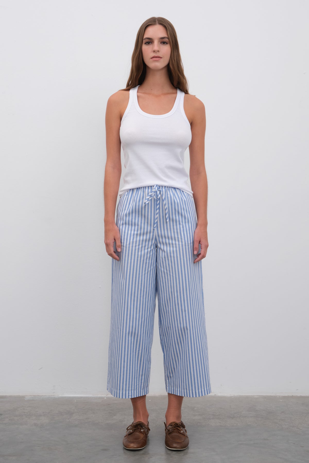 Pull-On Crop Palazzo Poplin Pantolon