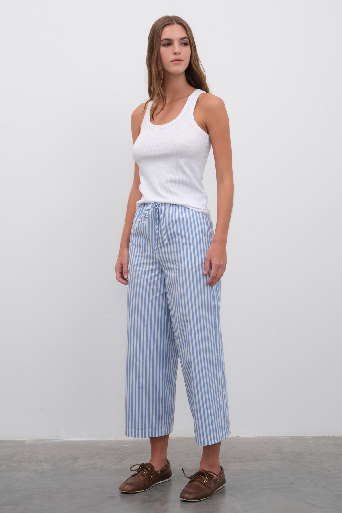 Pull-On Crop Palazzo Poplin Pantolon