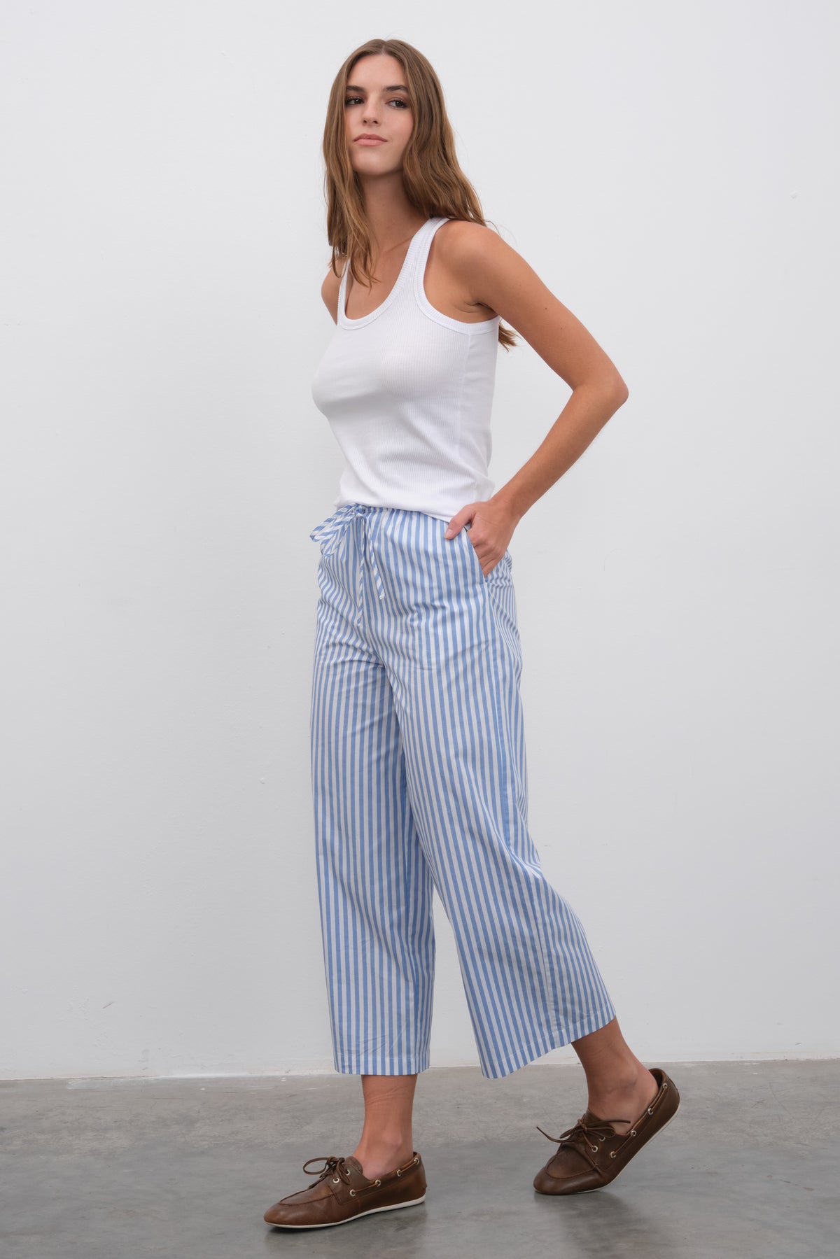 Pull-On Crop Palazzo Poplin Pantolon