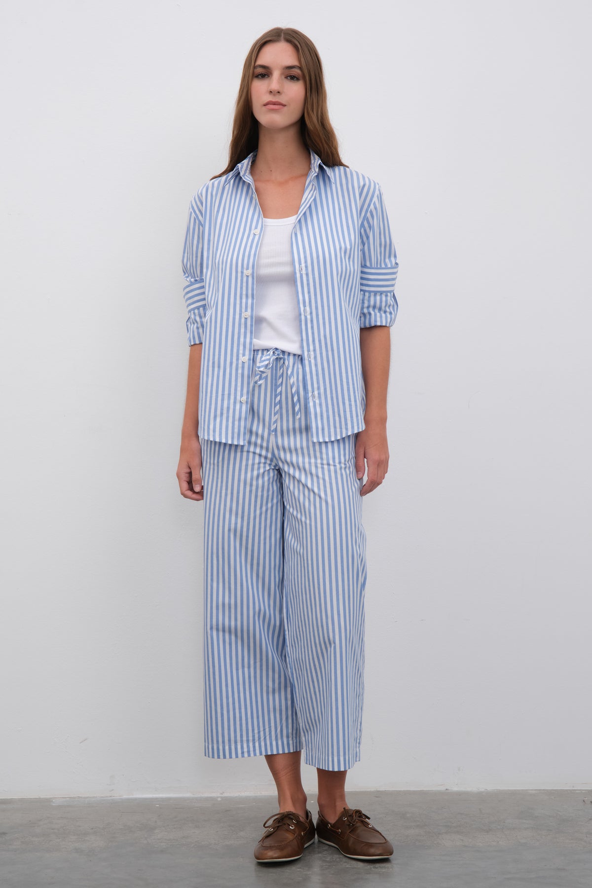 Pull-On Crop Palazzo Poplin Pantolon