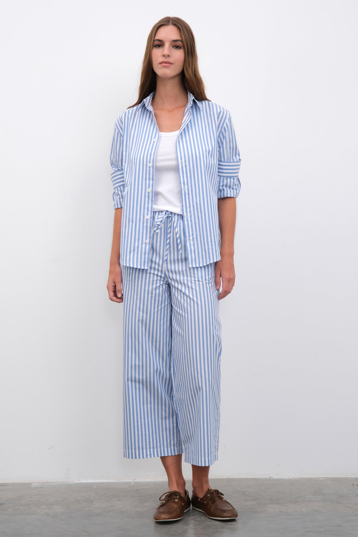 Pull-On Crop Palazzo Poplin Pantolon
