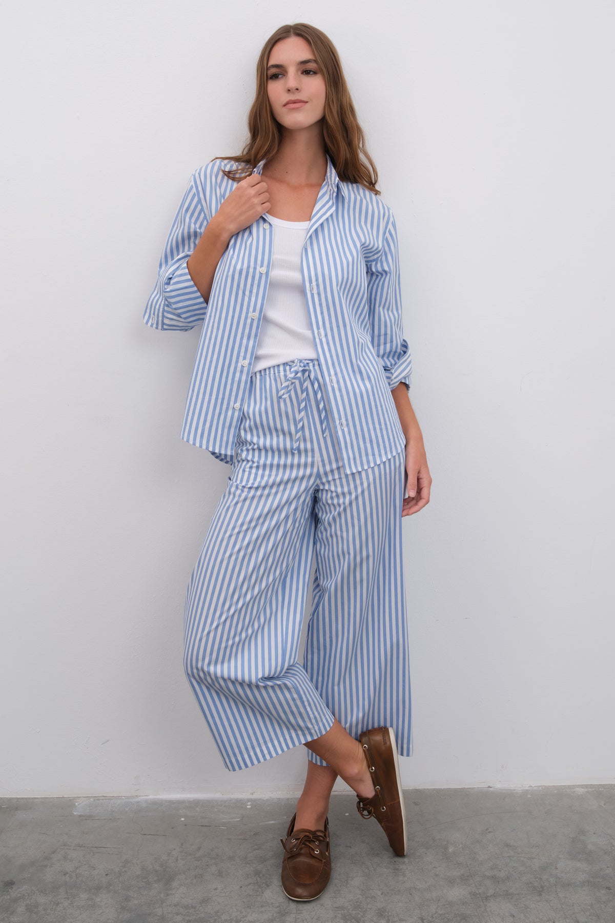 Pull-On Crop Palazzo Poplin Pantolon