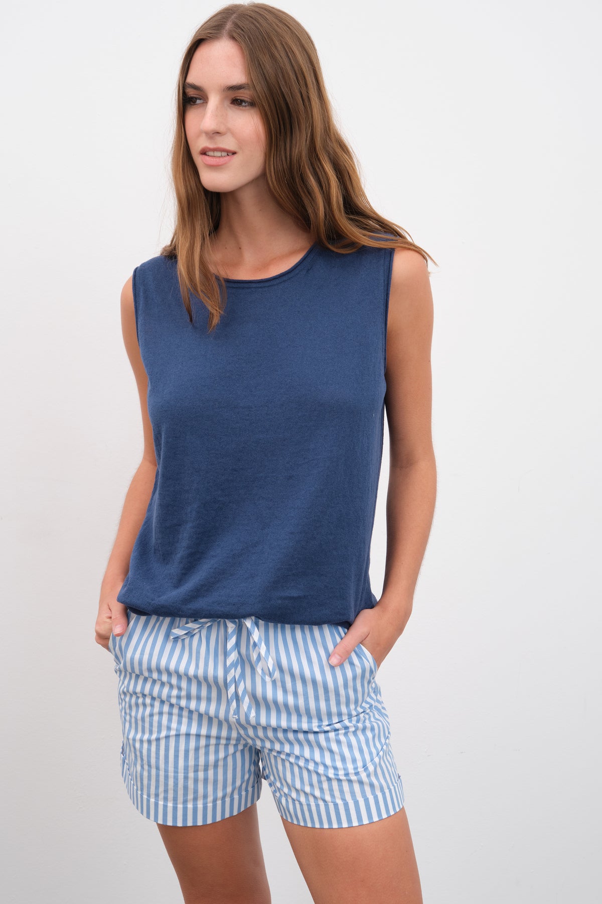 Cotton Linen Lightweight Triko Muscle Tee