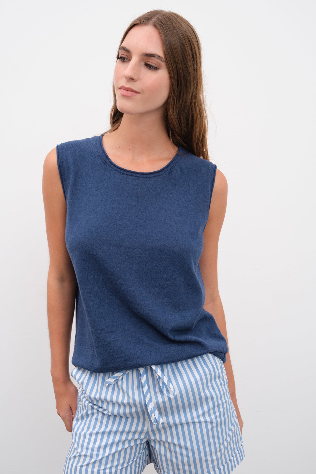 Cotton Linen Lightweight Triko Muscle Tee