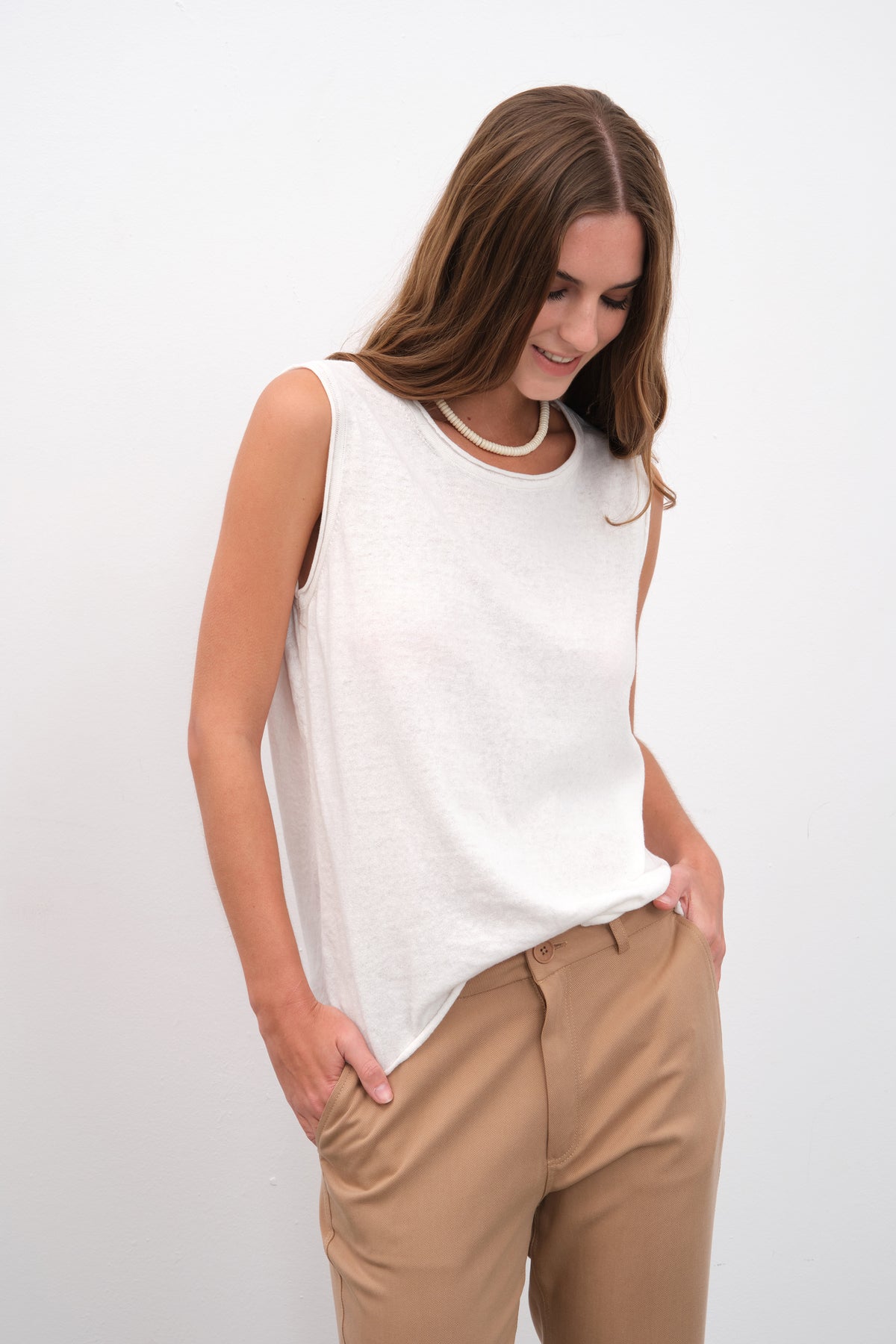 Cotton Linen Lightweight Triko Muscle Tee