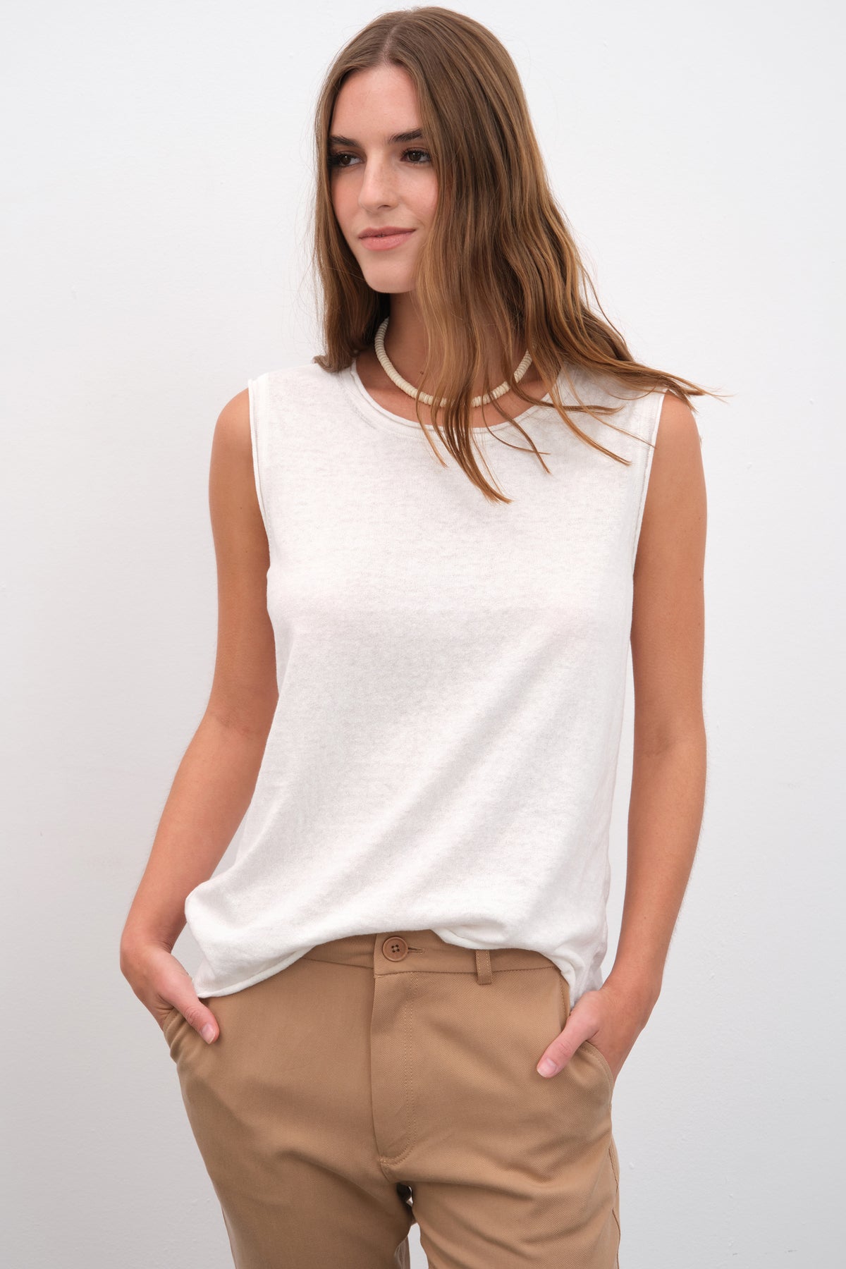 Cotton Linen Lightweight Triko Muscle Tee