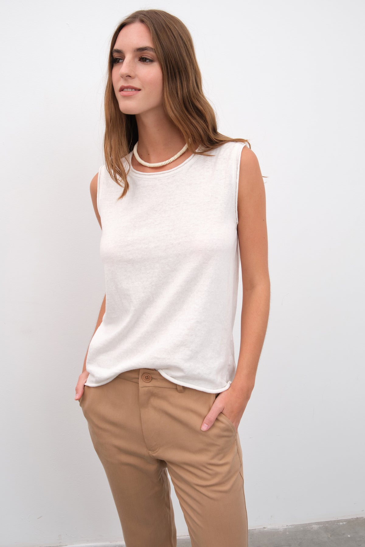Cotton Linen Lightweight Triko Muscle Tee