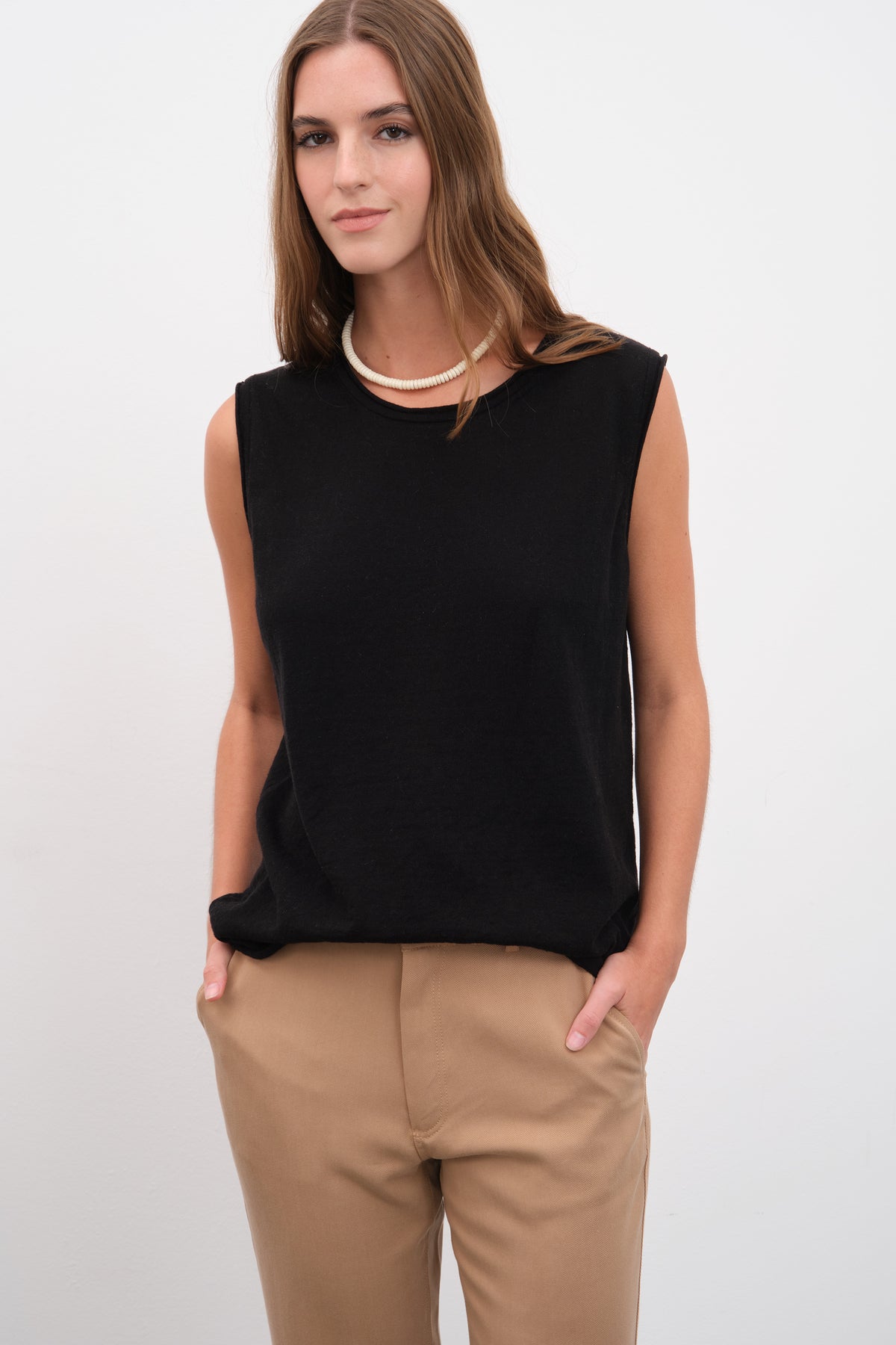 Cotton Linen Lightweight Triko Muscle Tee
