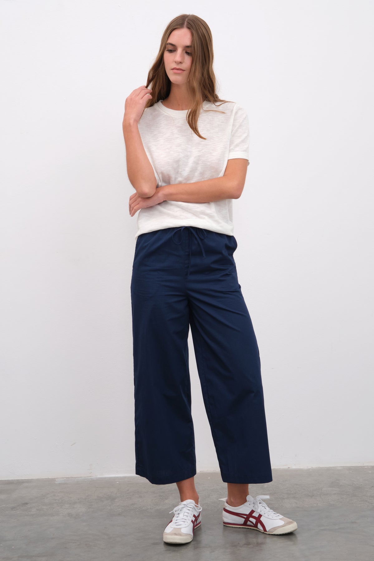 Pull-On Crop Palazzo Poplin Pantolon