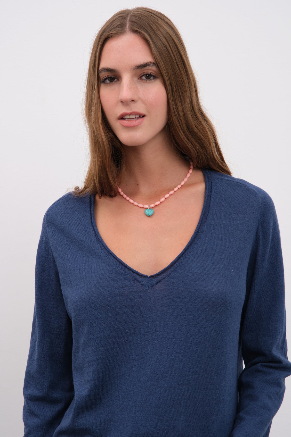 V Yakalı Cotton Linen Lightweight Triko