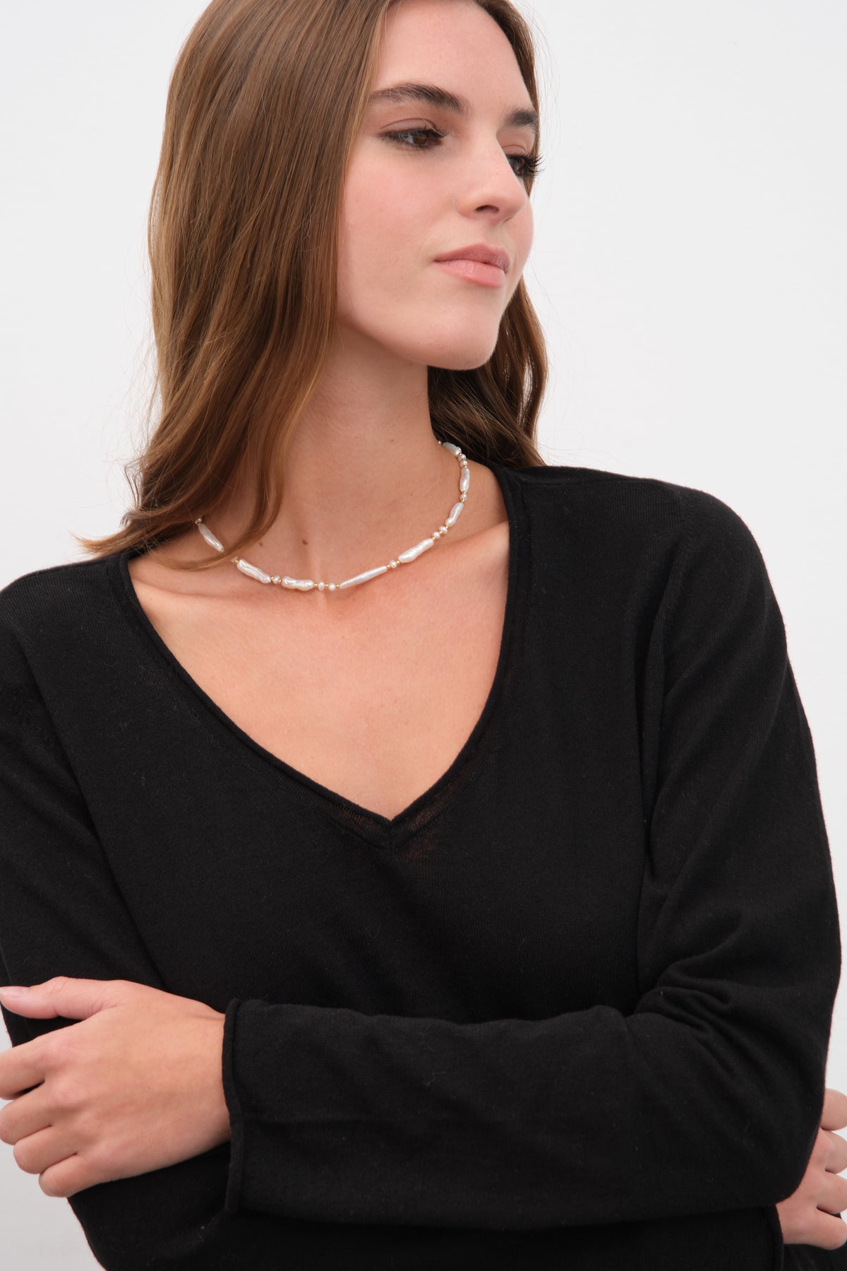 V Yakalı Cotton Linen Lightweight Triko