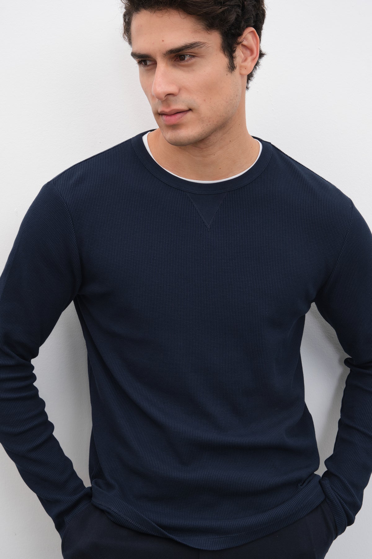 Waffle Cotton Uzun Kollu Unisex T-shirt