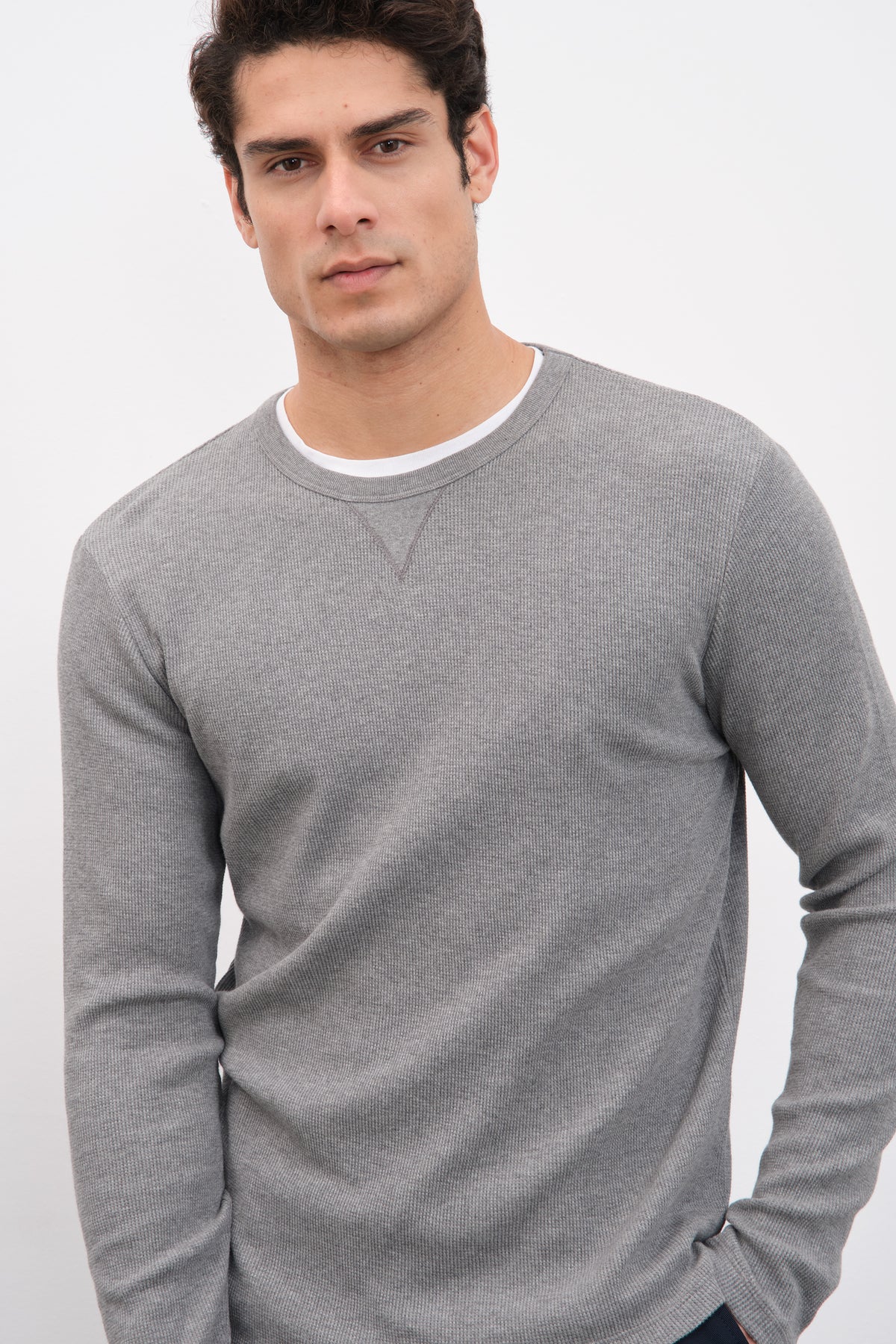 Waffle Cotton Uzun Kollu Unisex T-shirt