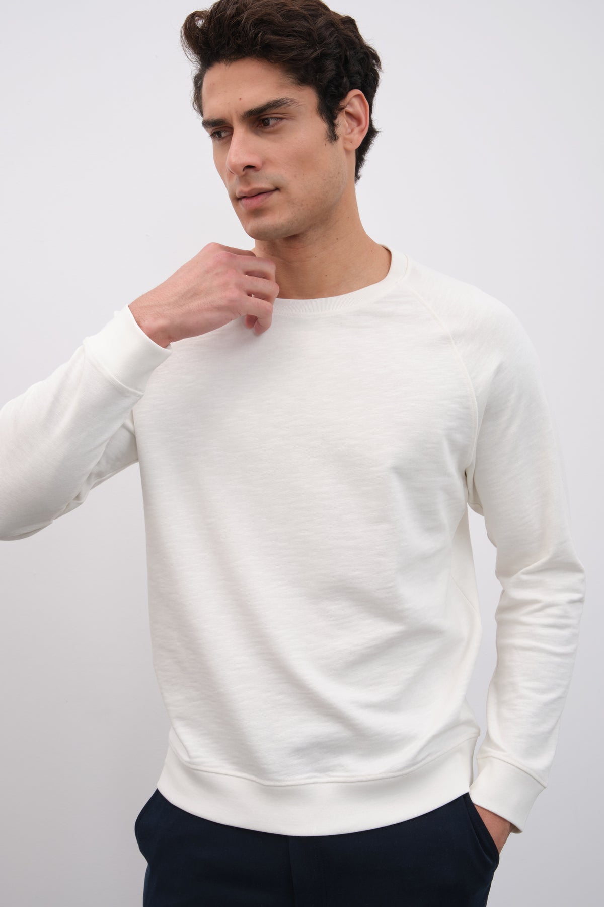 Flamlı Cotton Reglan Kollu Unisex Sweatshirt