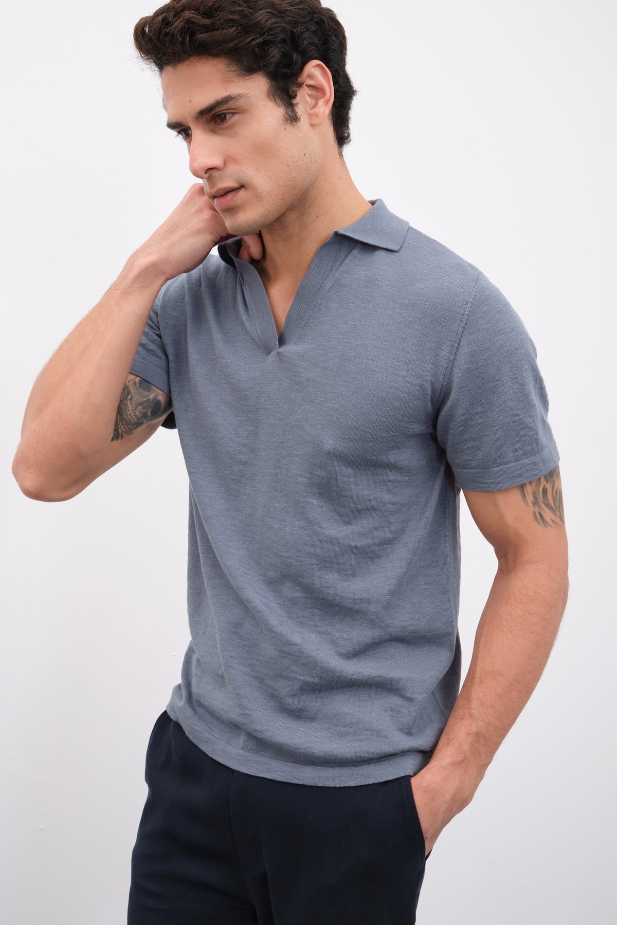 Polo Yakalı Flamlı Cotton Unisex Triko T-shirt