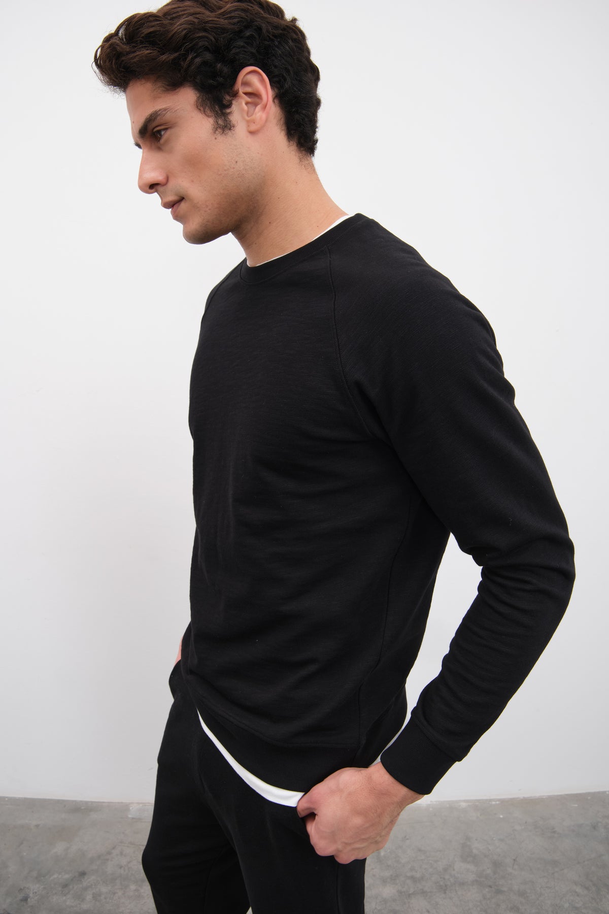 Flamlı Cotton Reglan Kollu Unisex Sweatshirt