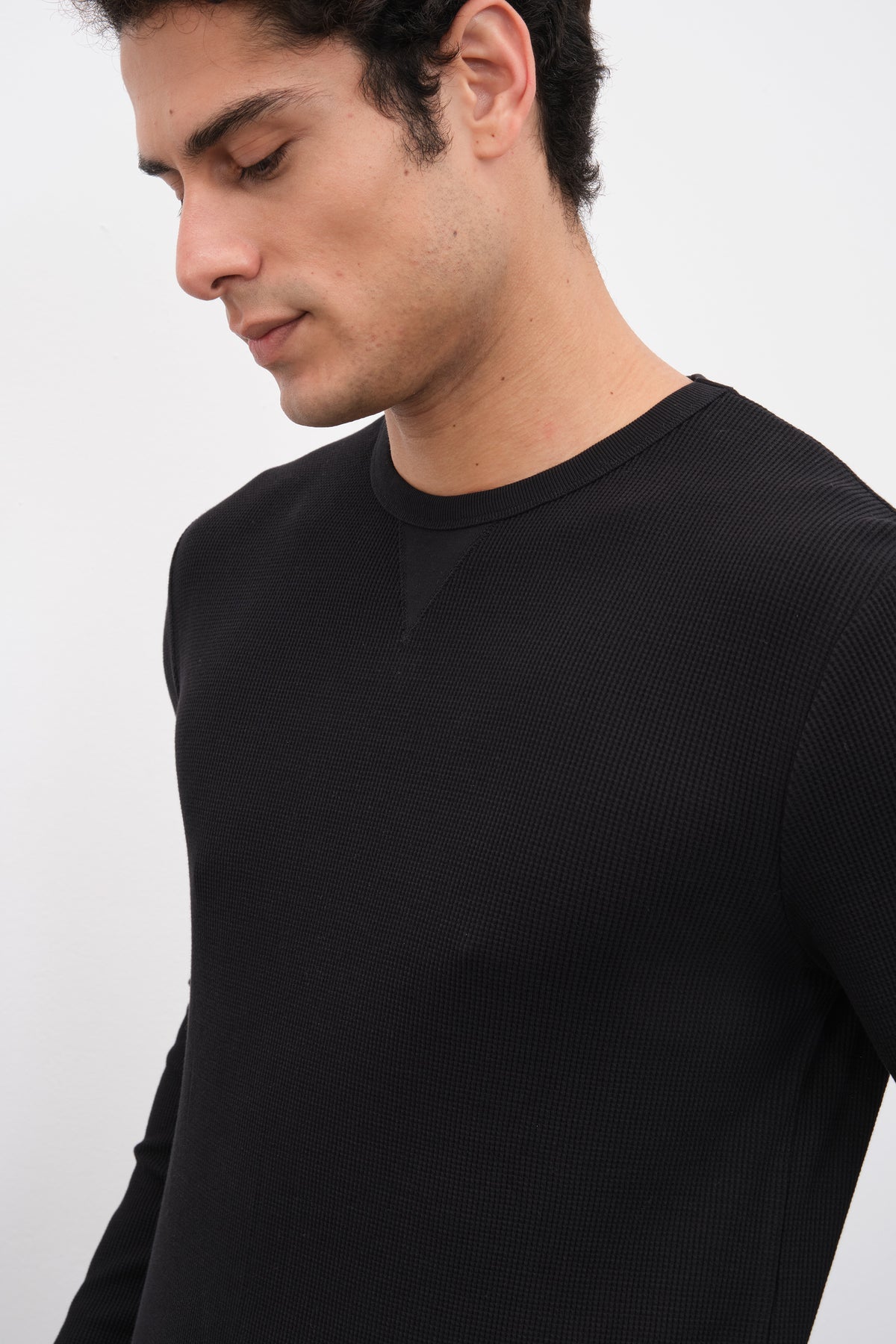 Waffle Cotton Uzun Kollu Unisex T-shirt