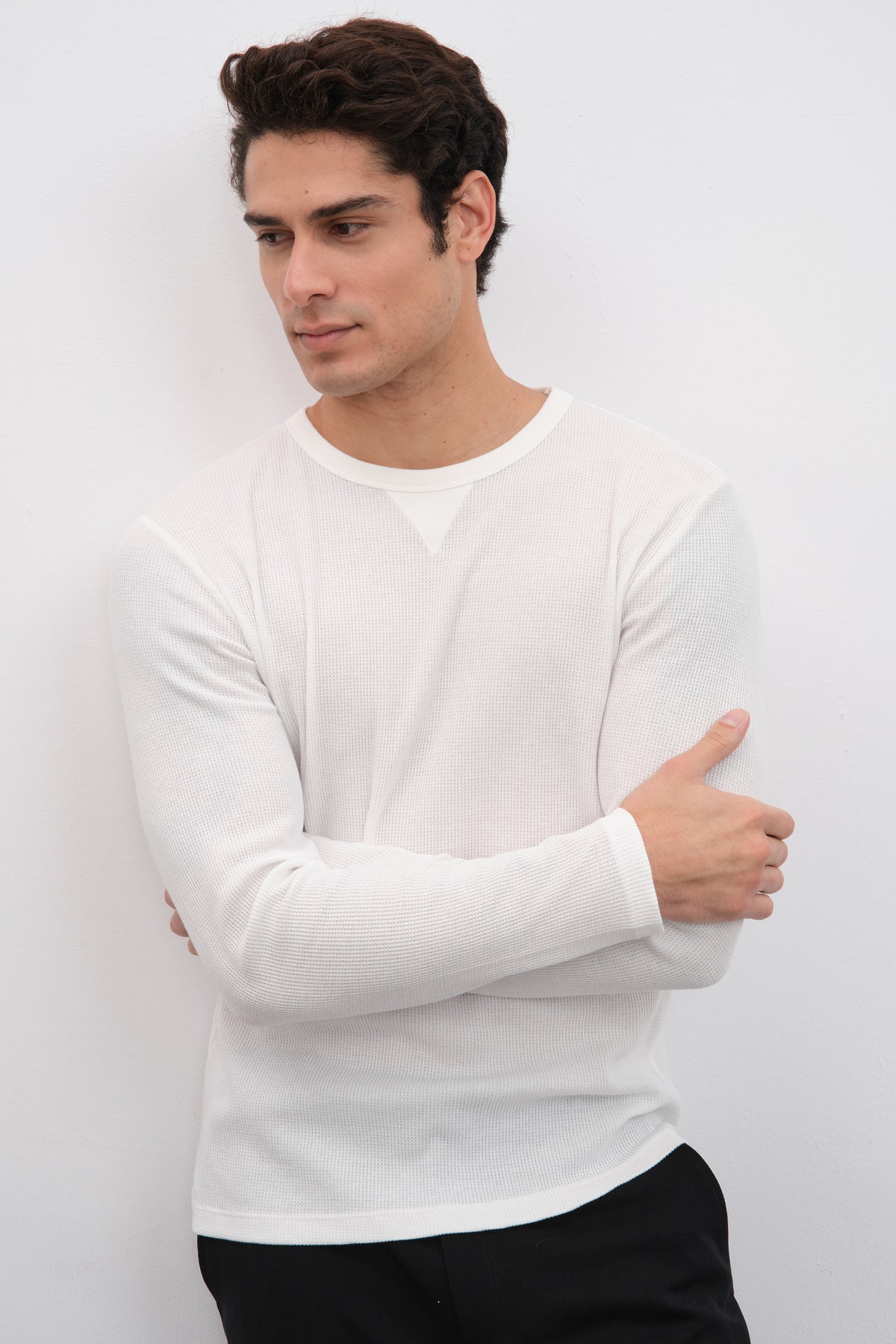 Waffle Cotton Uzun Kollu Unisex T-shirt