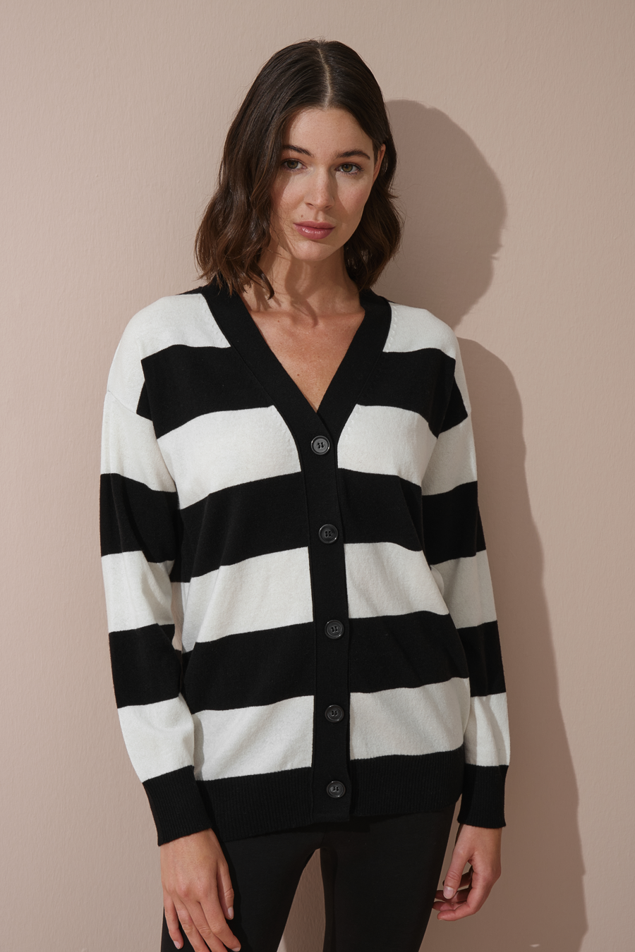 Çizgili Cashmere Merino Hırka