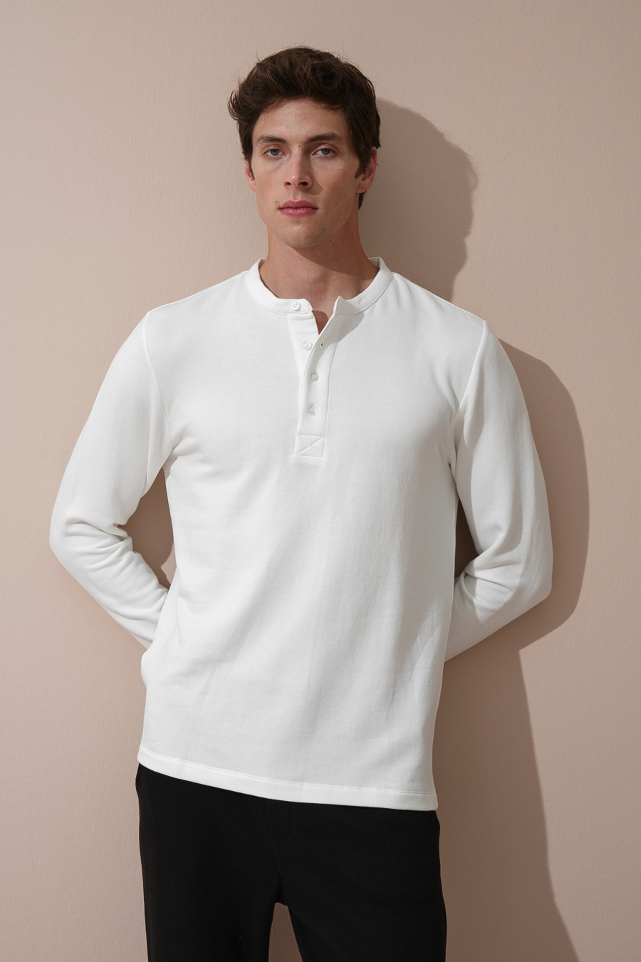 Modal Fleece Düğmeli Sweatshirt
