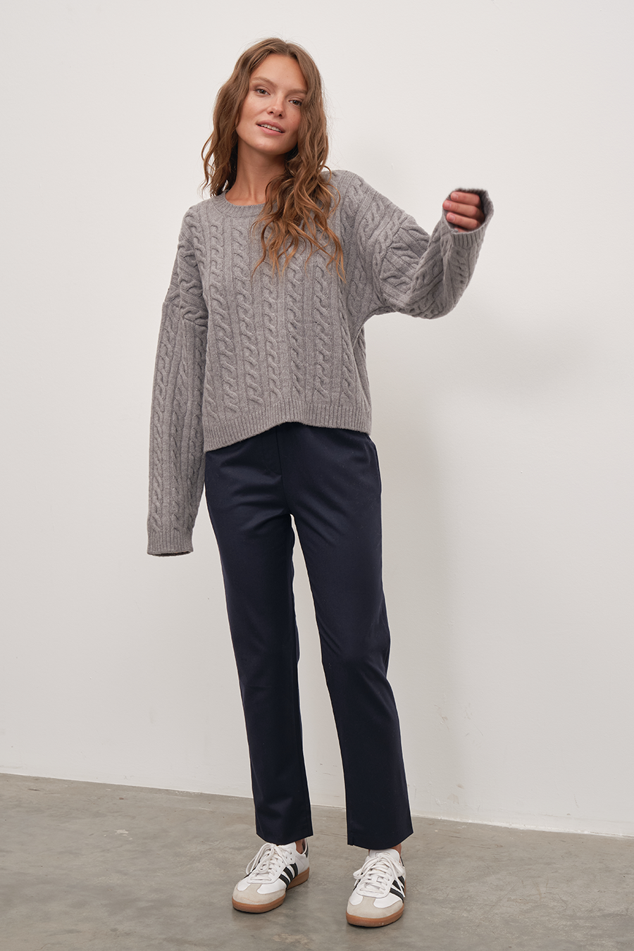 Cable Knit Crop Merino Triko