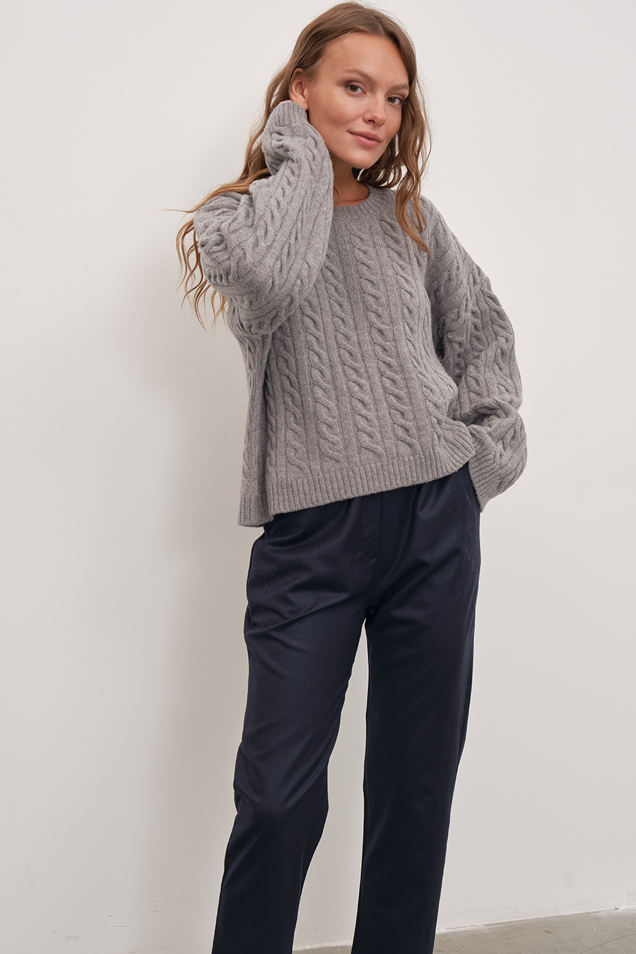 Cable Knit Crop Merino Triko