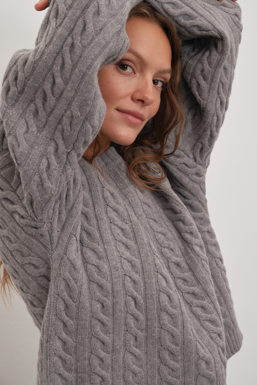 Cable Knit Crop Merino Triko